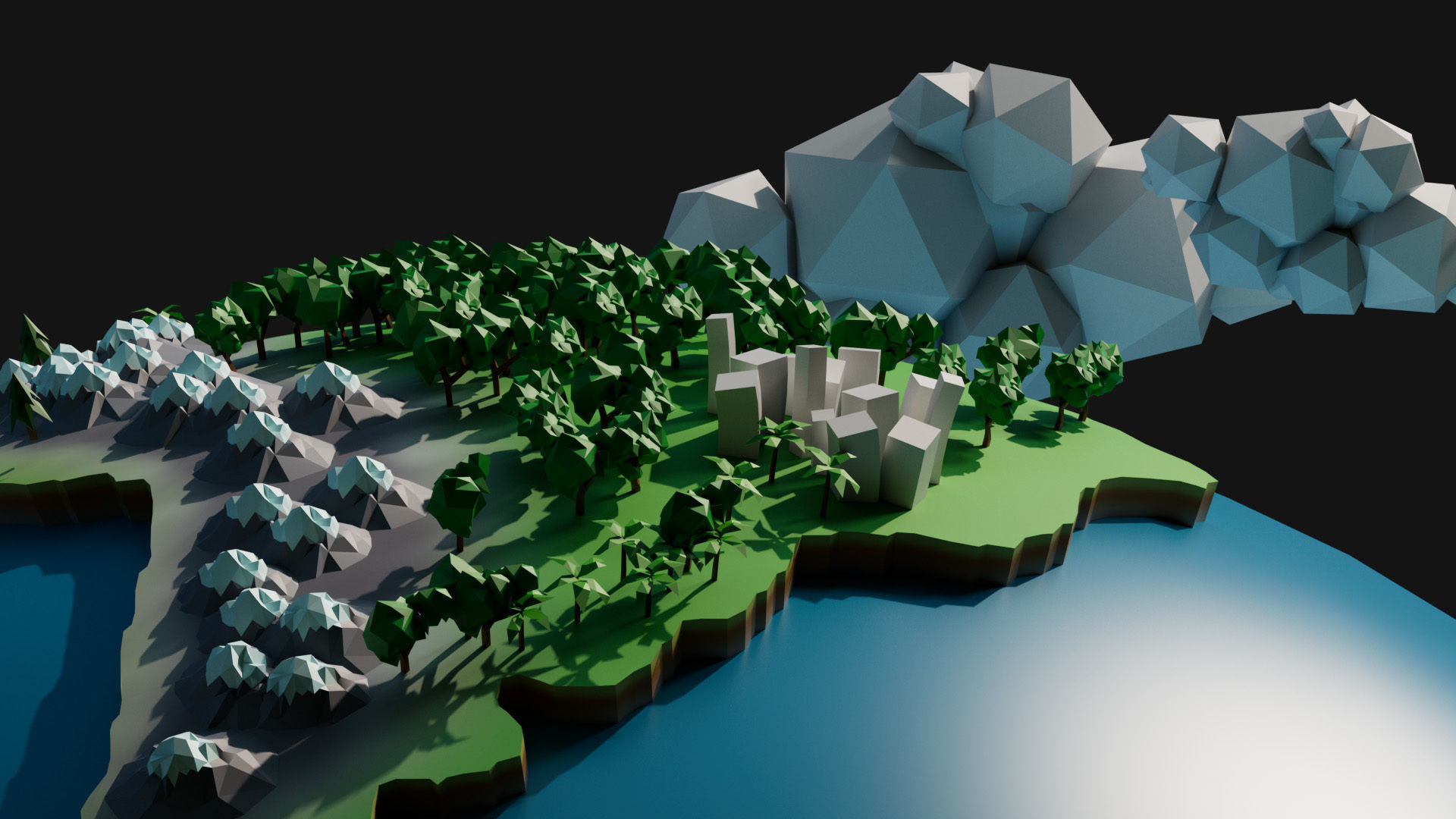 Cartoon Earth Planet Low-poly 3D model_7