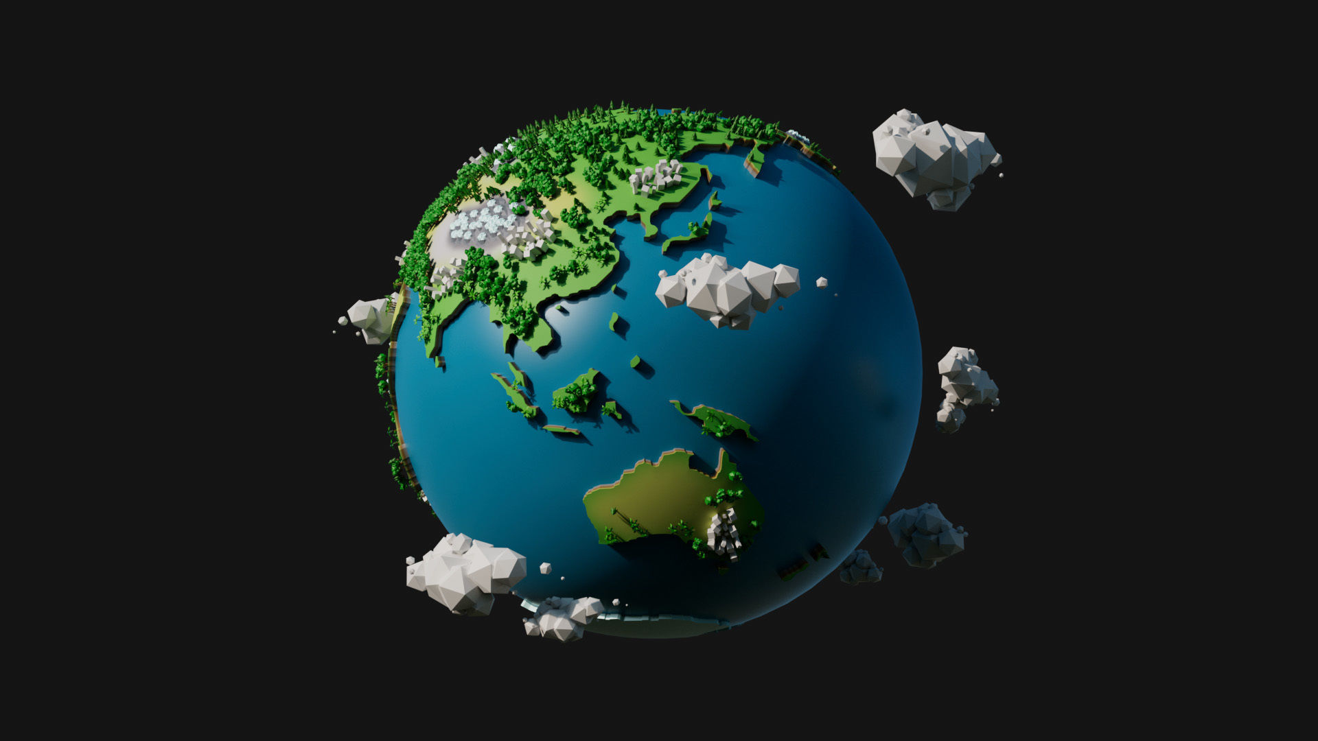 Cartoon Earth Planet Low-poly 3D model_3