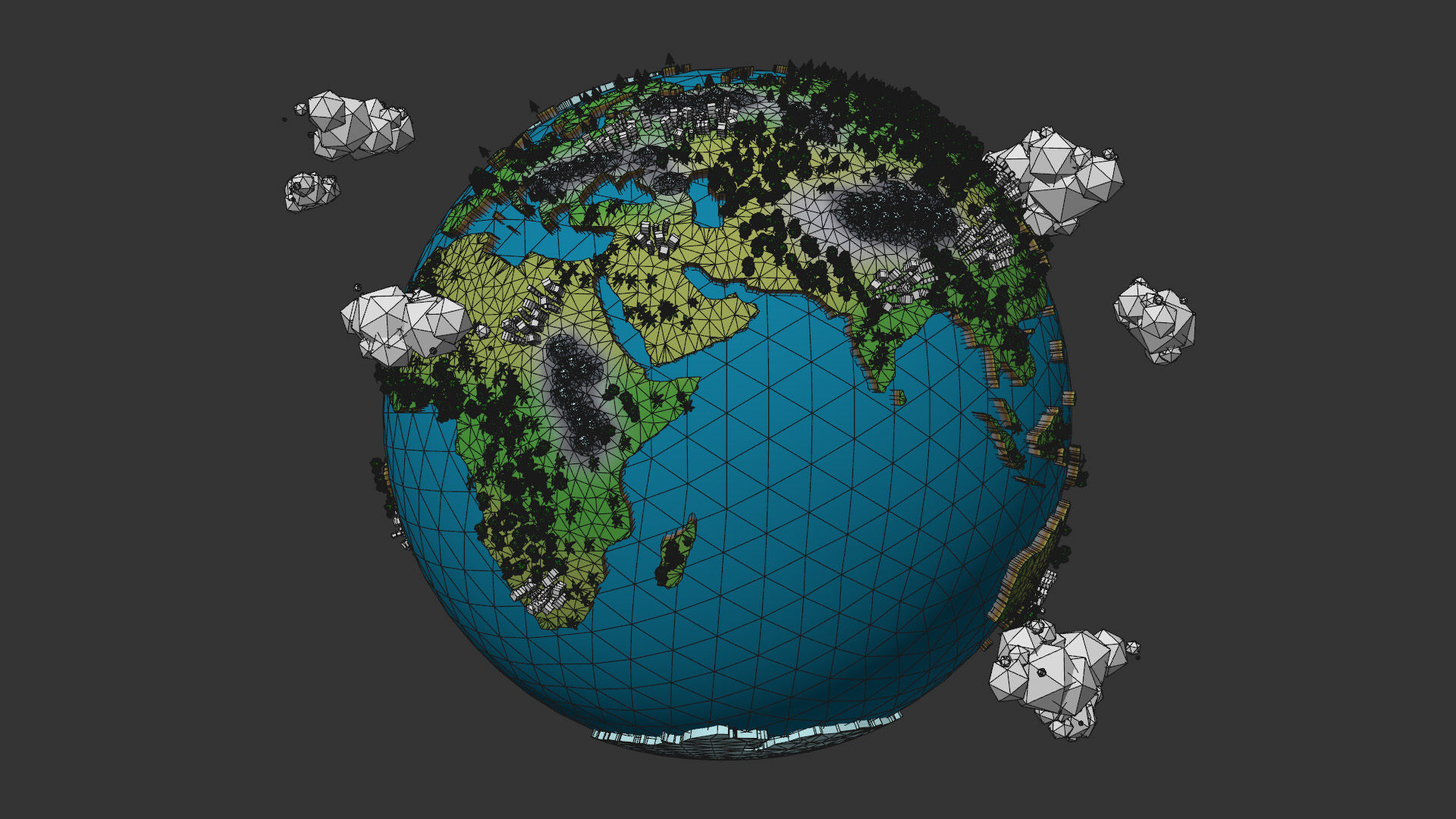 Cartoon Earth Planet Low-poly 3D model_8