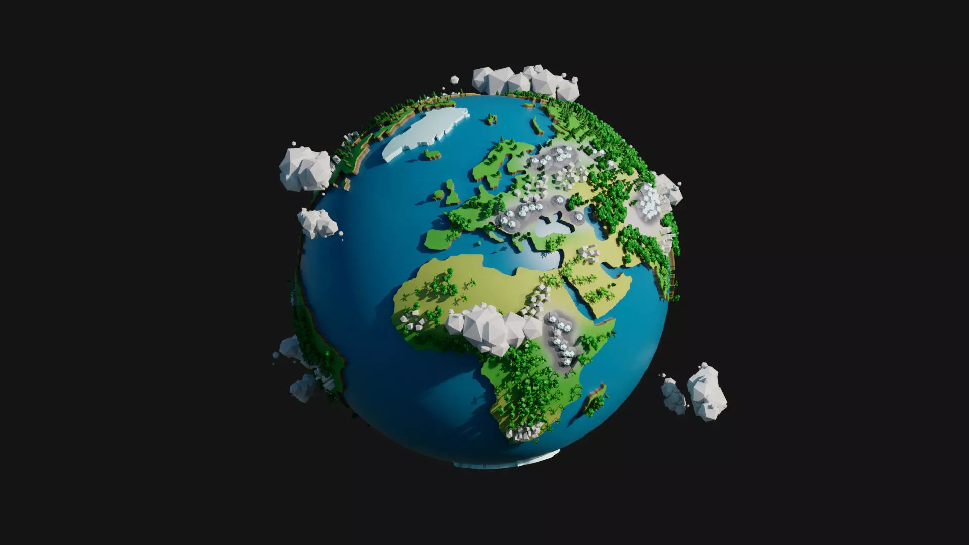 Cartoon Earth Planet Low-poly 3D model_0