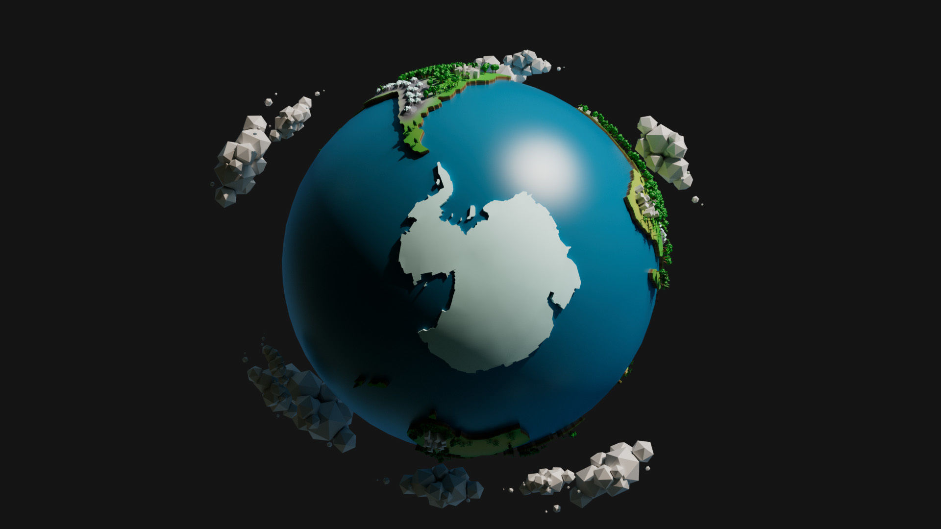 Cartoon Earth Planet Low-poly 3D model_5
