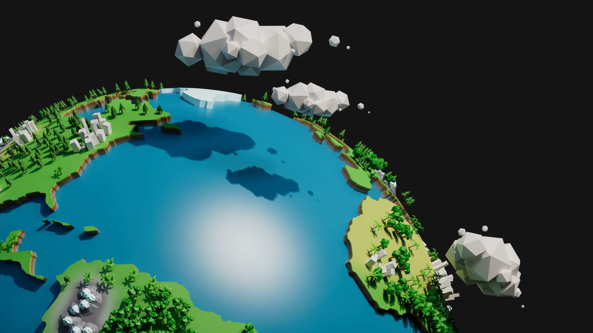 Cartoon Earth Planet Low-poly 3D model_6