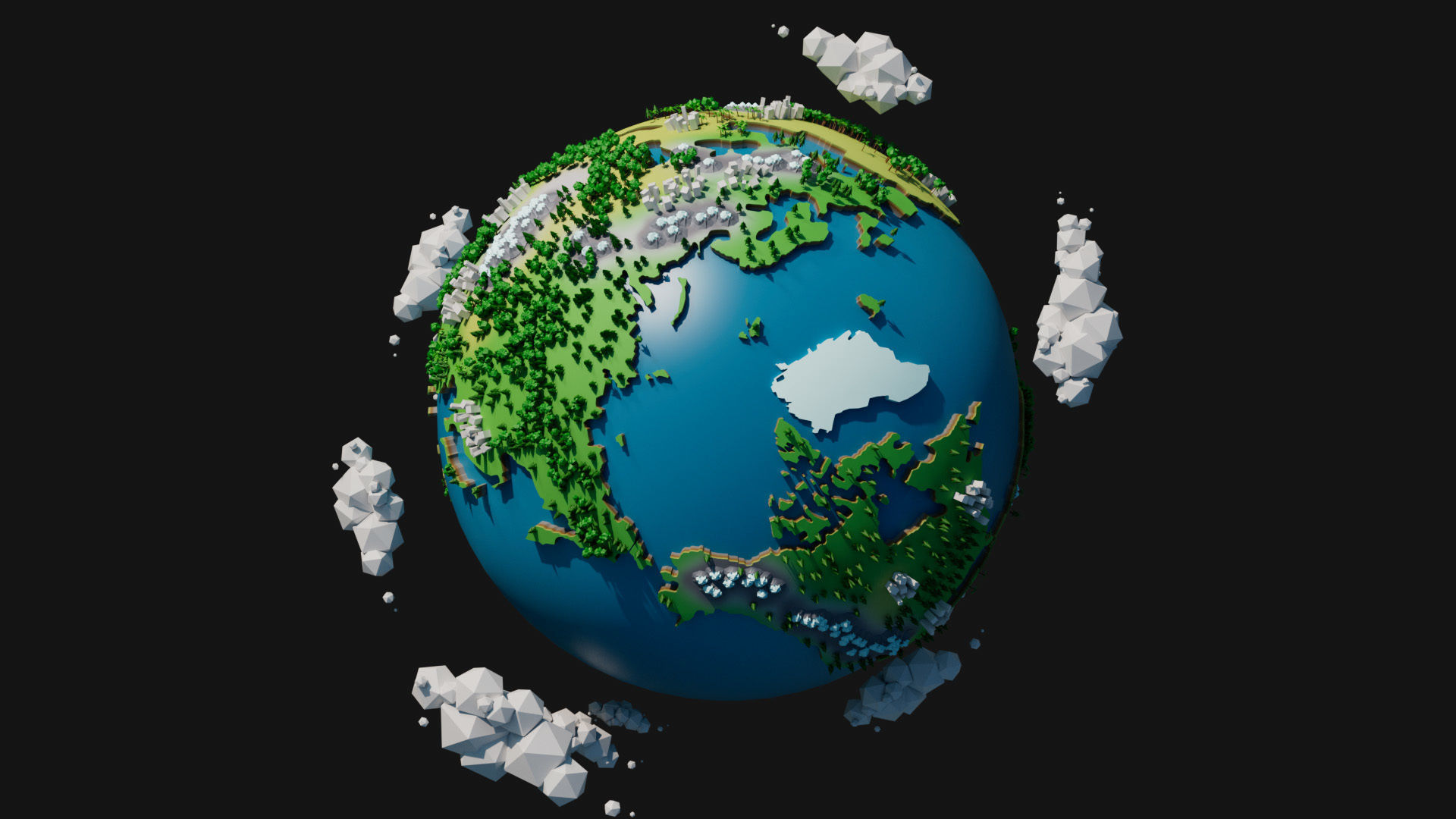 Cartoon Earth Planet Low-poly 3D model_4