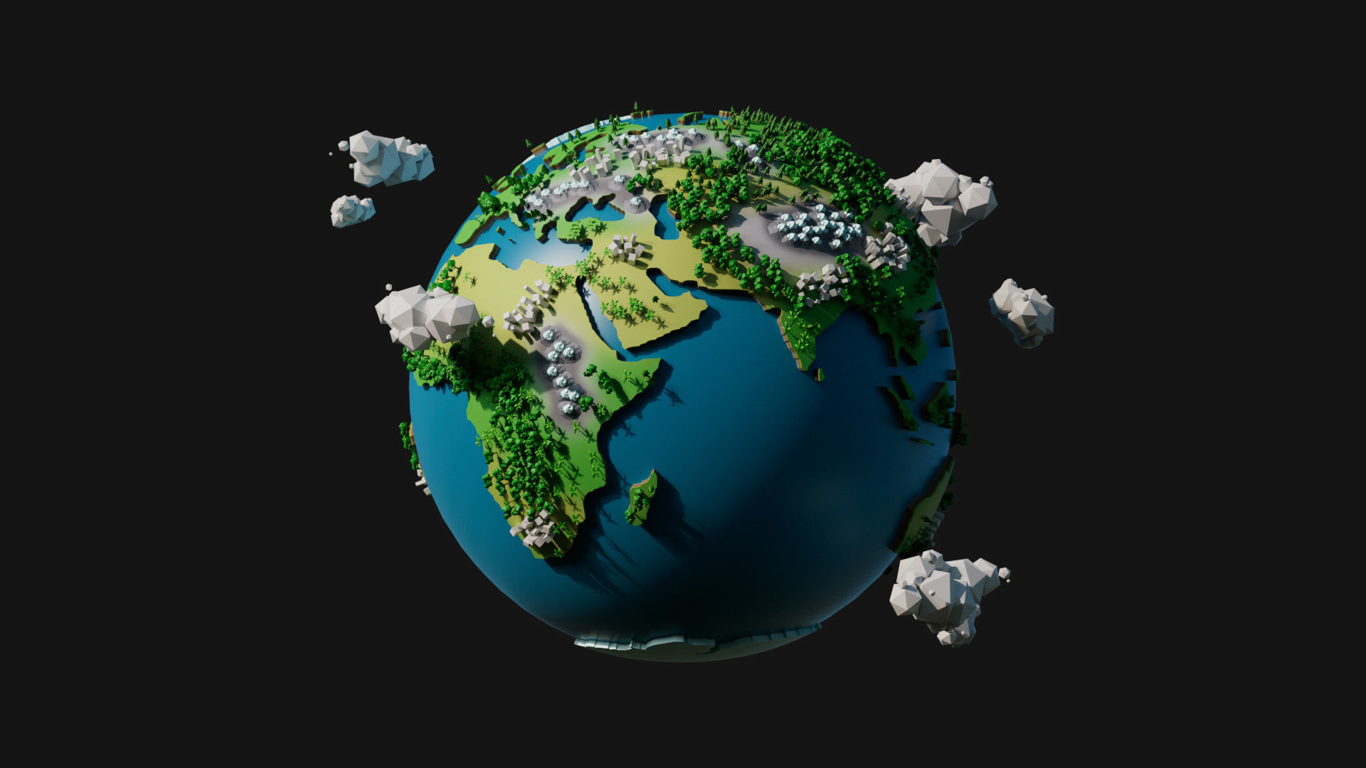 Cartoon Earth Planet Low-poly 3D model_1