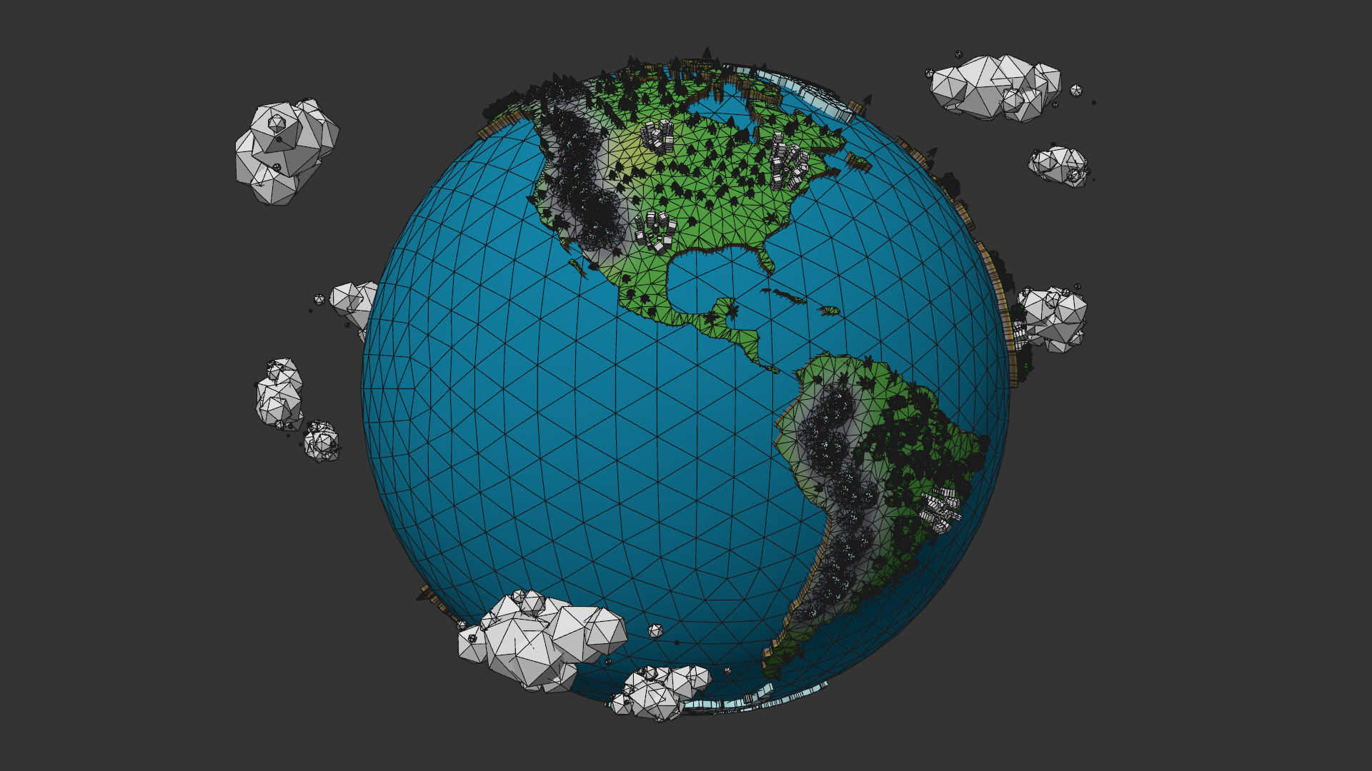 Cartoon Earth Planet Low-poly 3D model_9