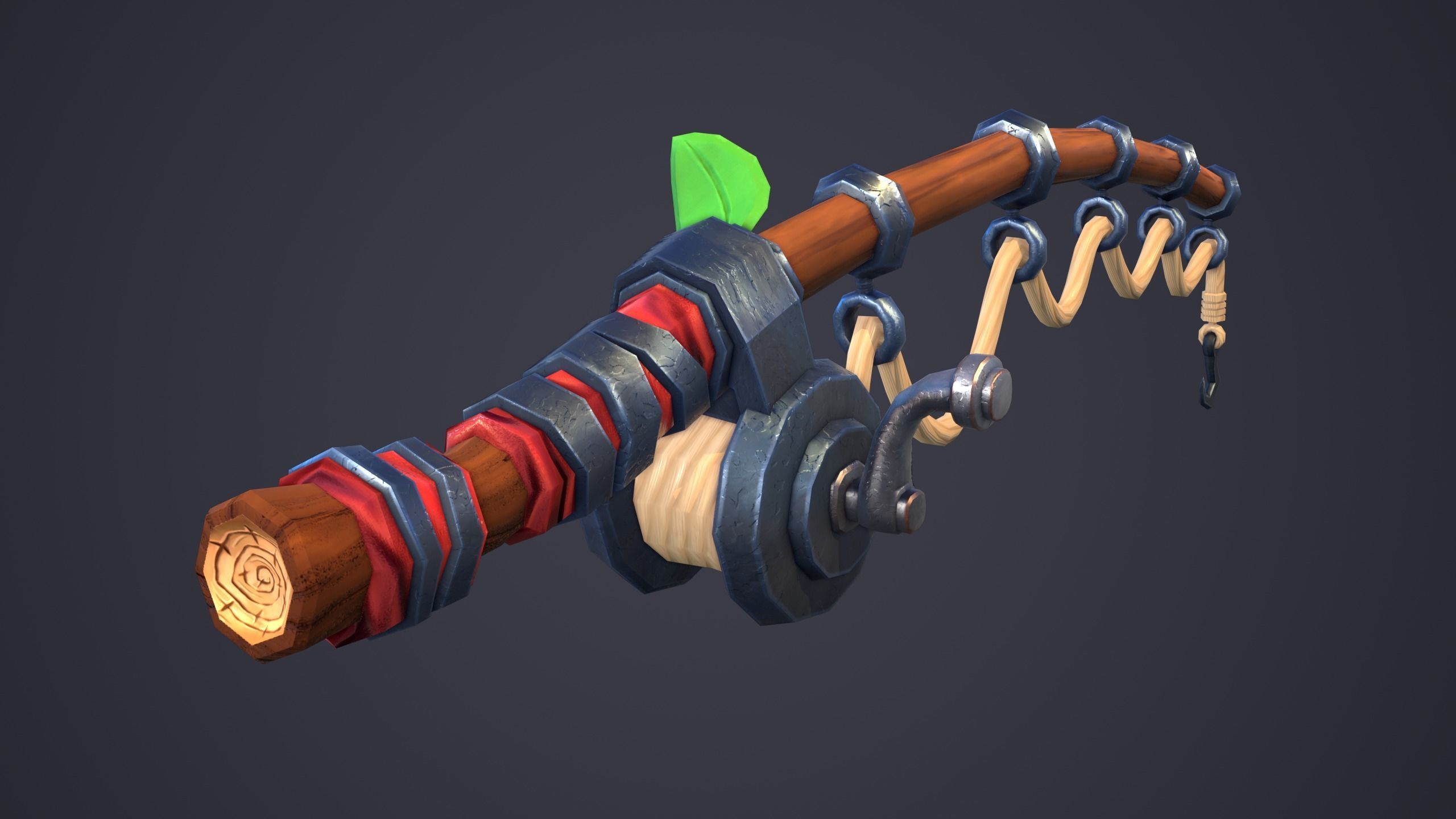 Emberlight Stylized Fishing Rod Low-poly 3D model_5