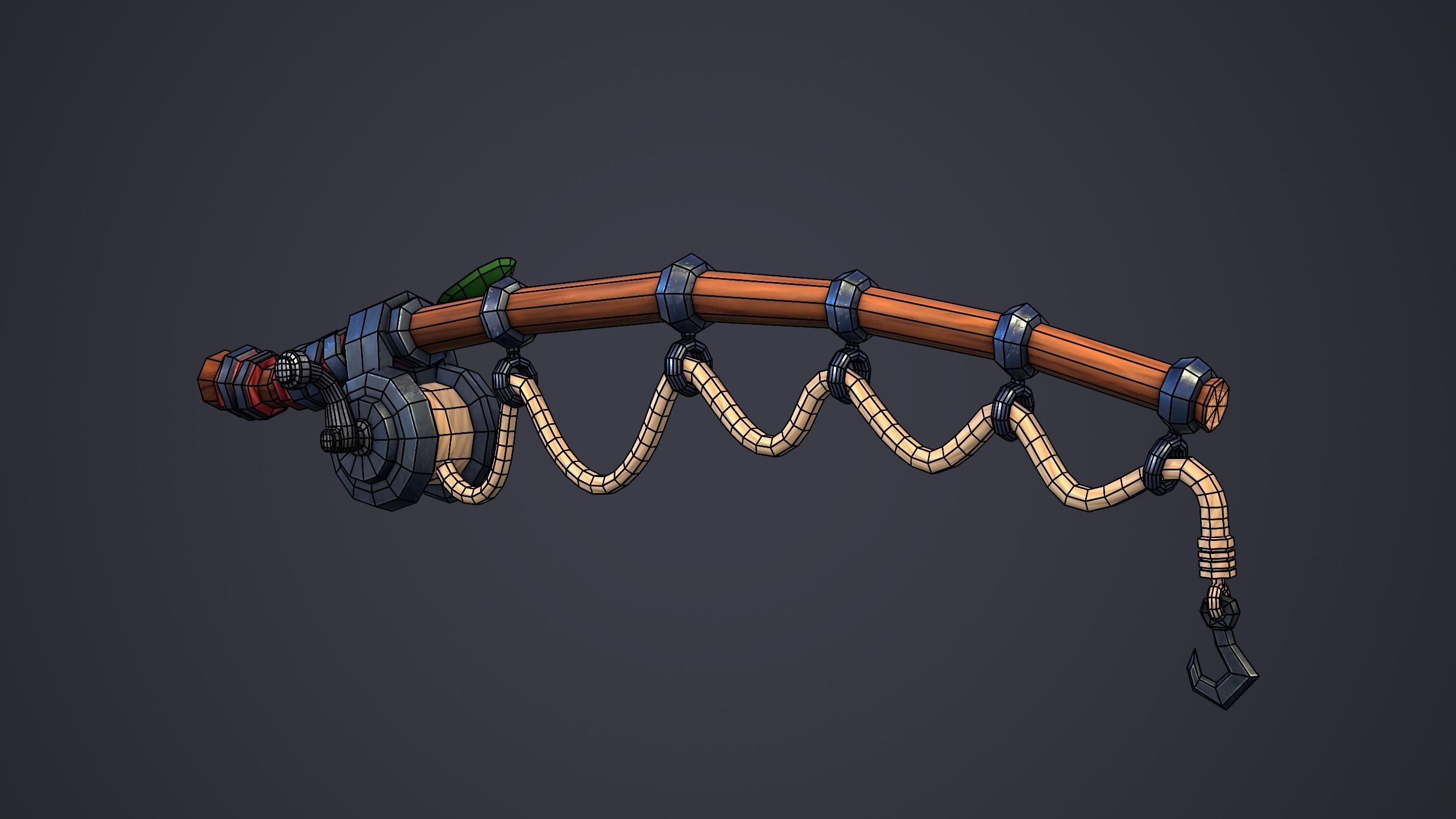 Emberlight Stylized Fishing Rod Low-poly 3D model_6