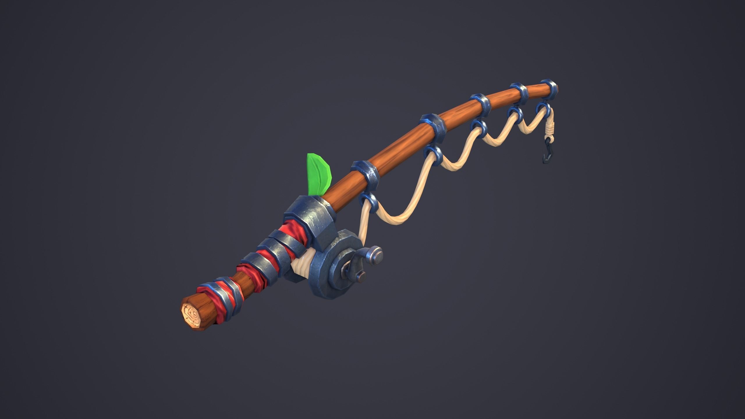 Emberlight Stylized Fishing Rod Low-poly 3D model_7