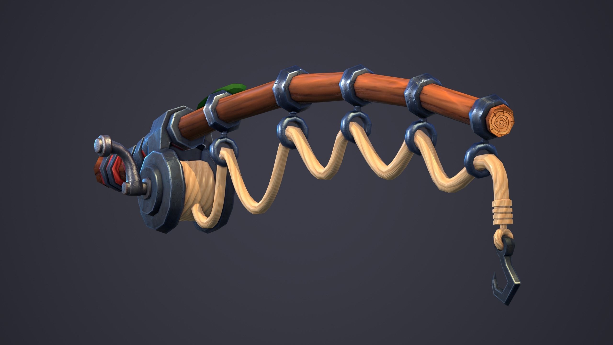 Emberlight Stylized Fishing Rod Low-poly 3D model_4