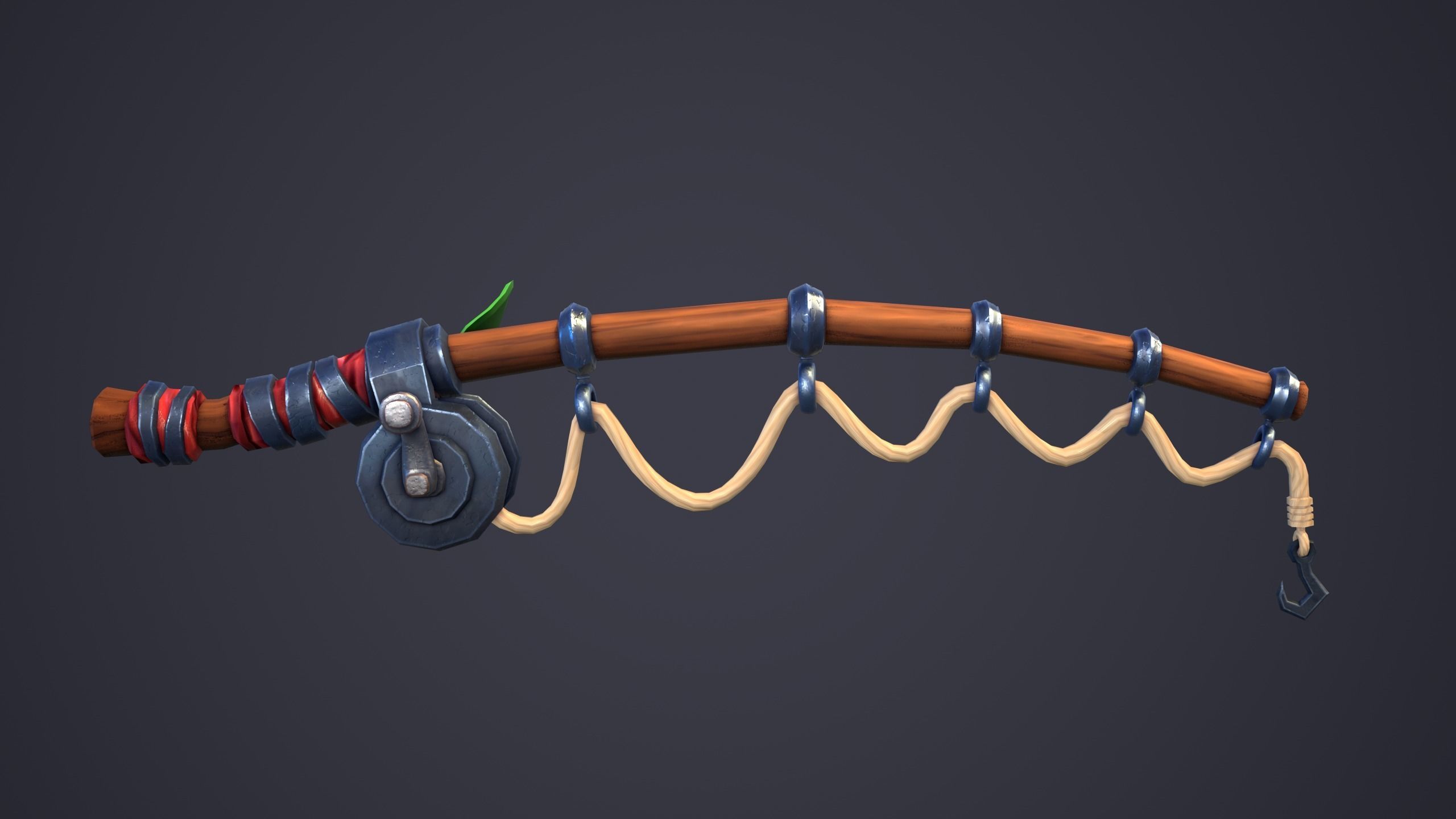 Emberlight Stylized Fishing Rod Low-poly 3D model_2