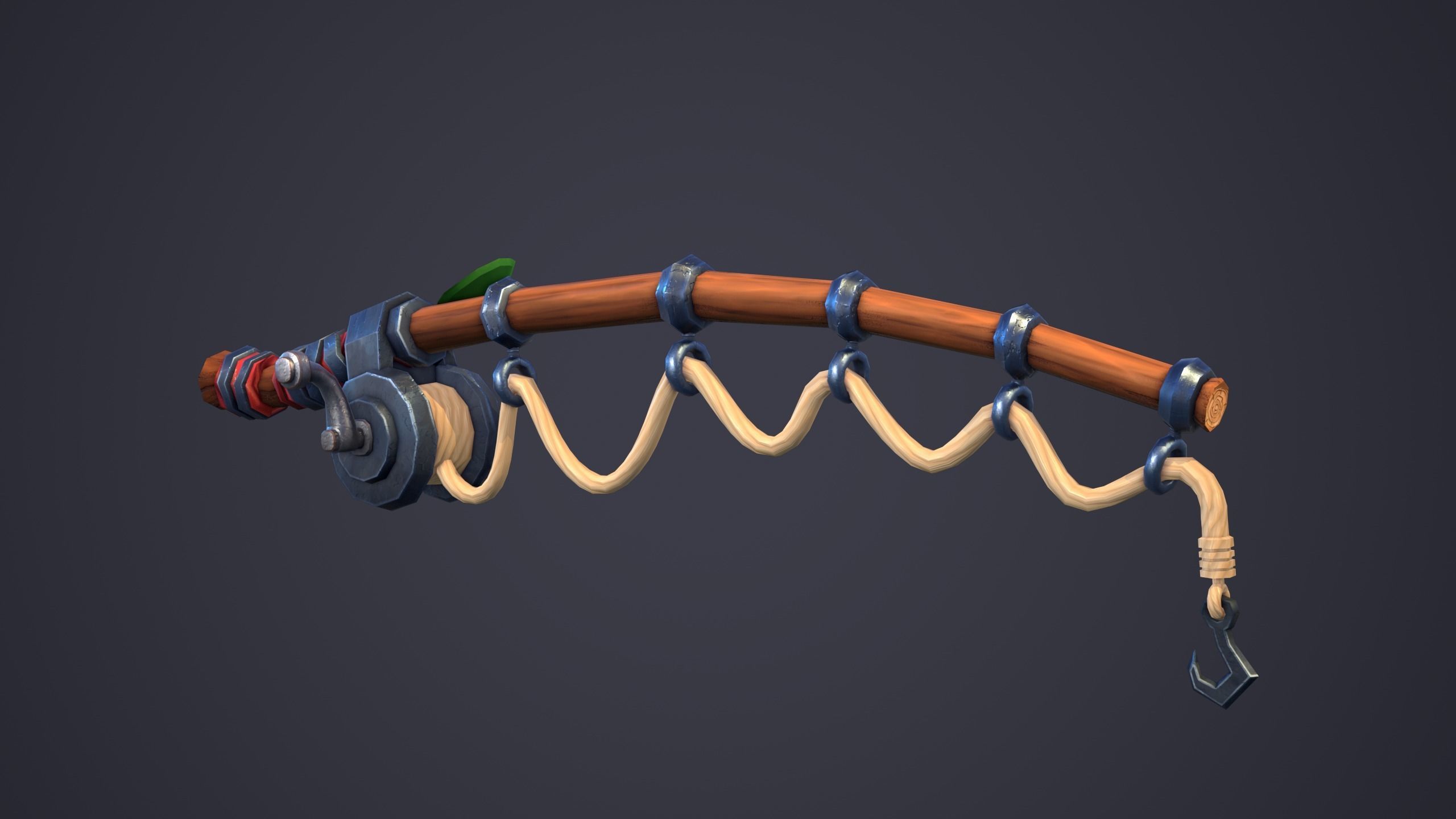 Emberlight Stylized Fishing Rod Low-poly 3D model_8