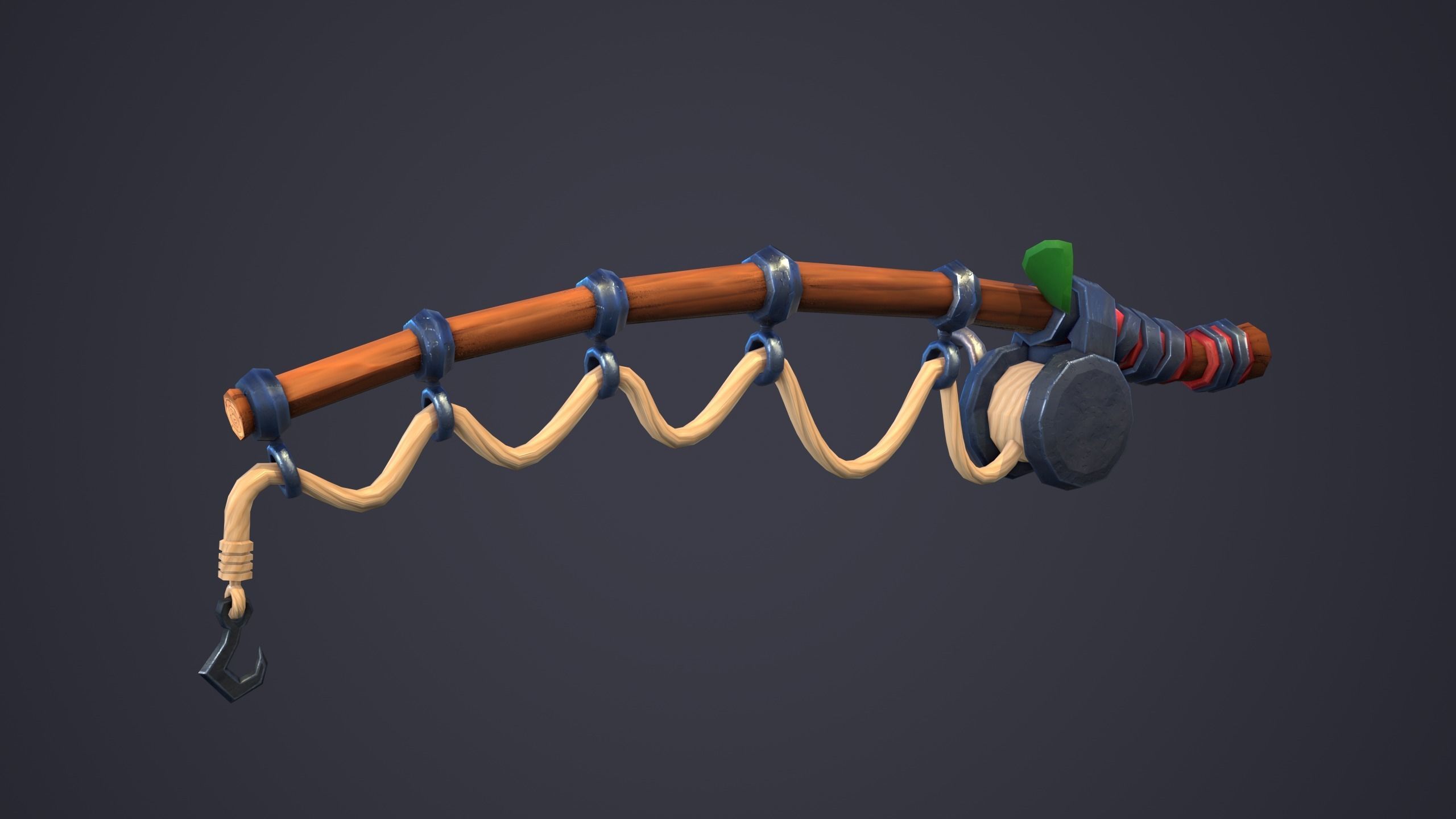 Emberlight Stylized Fishing Rod Low-poly 3D model_9