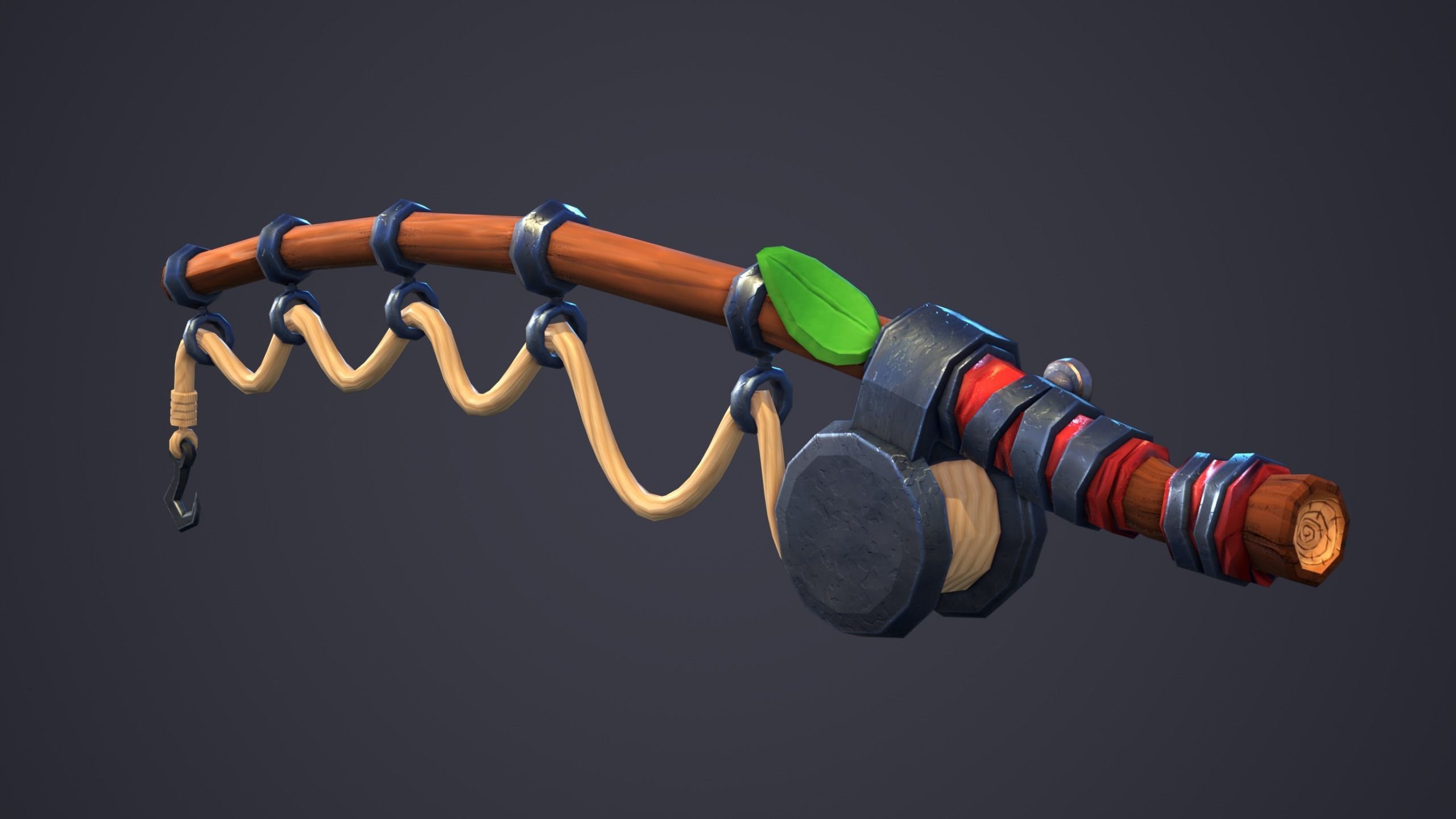 Emberlight Stylized Fishing Rod Low-poly 3D model_3