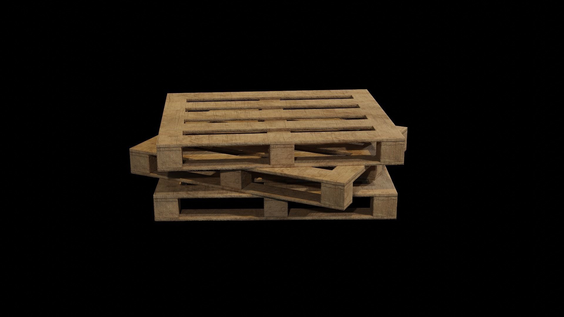 Wooden Cargo Pallet Low-poly 3D model_4