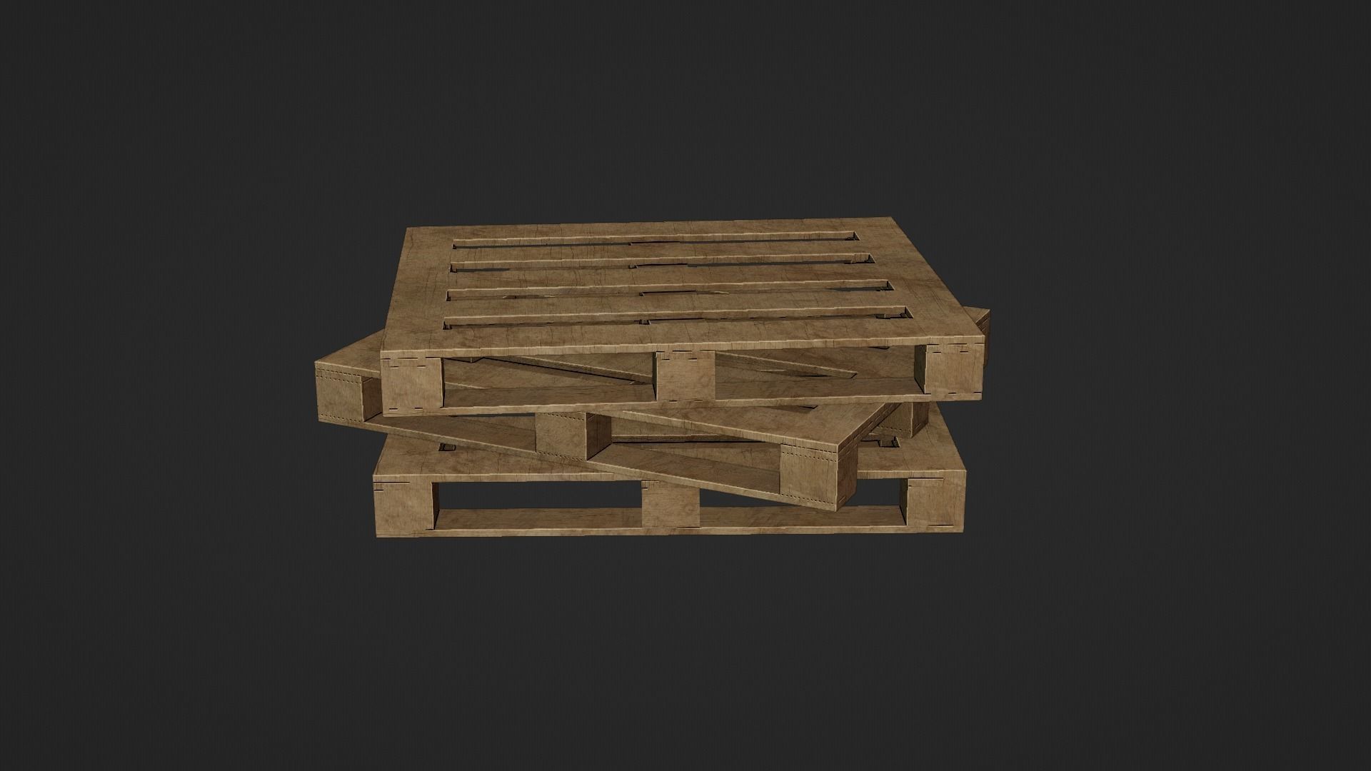Wooden Cargo Pallet Low-poly 3D model_14