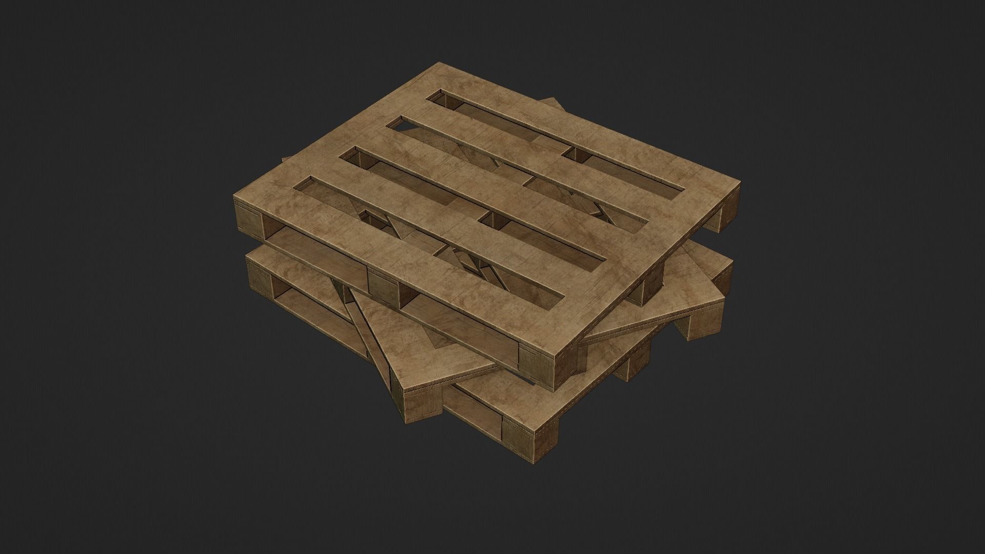 Wooden Cargo Pallet Low-poly 3D model_8