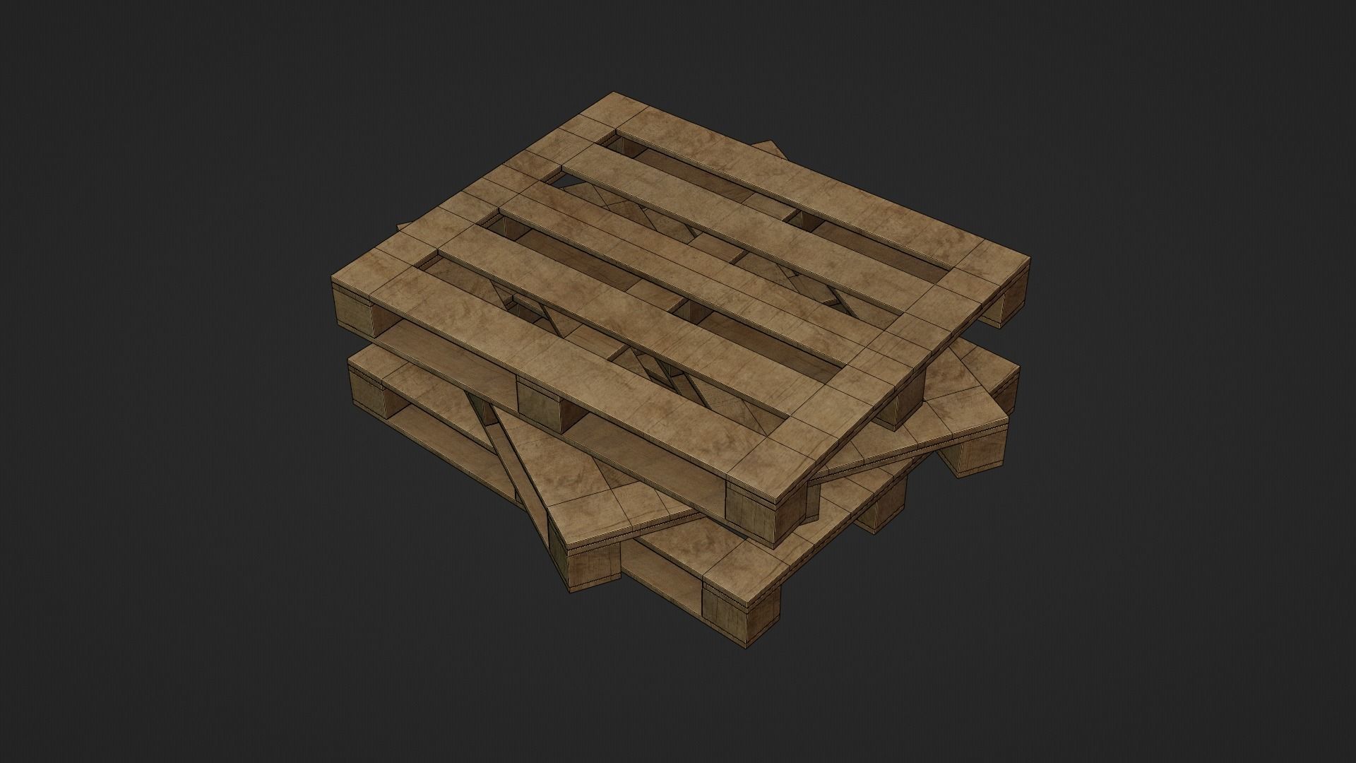 Wooden Cargo Pallet Low-poly 3D model_13