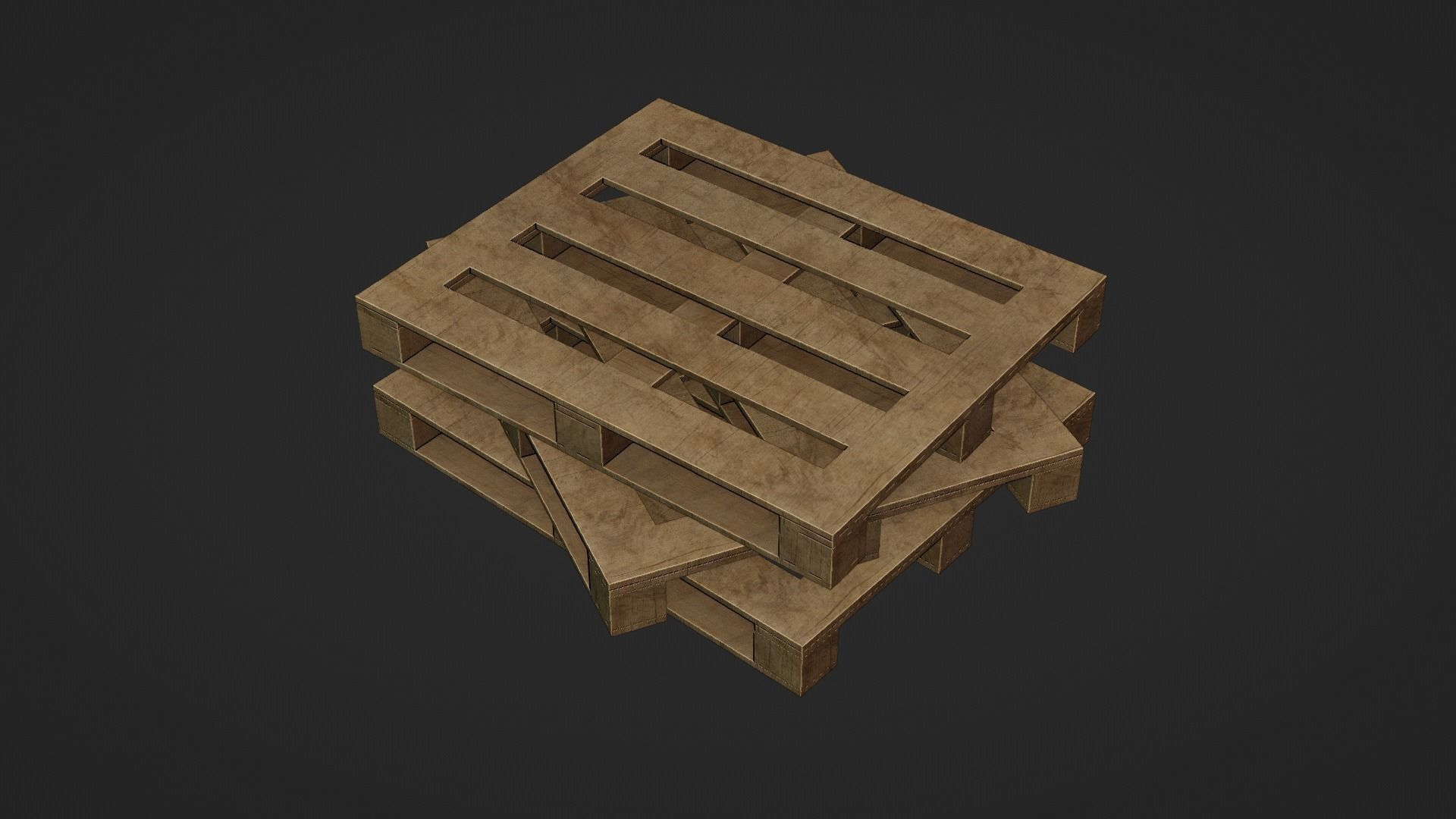 Wooden Cargo Pallet Low-poly 3D model_12