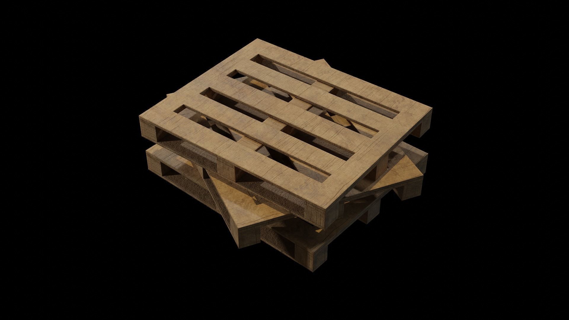 Wooden Cargo Pallet Low-poly 3D model_3