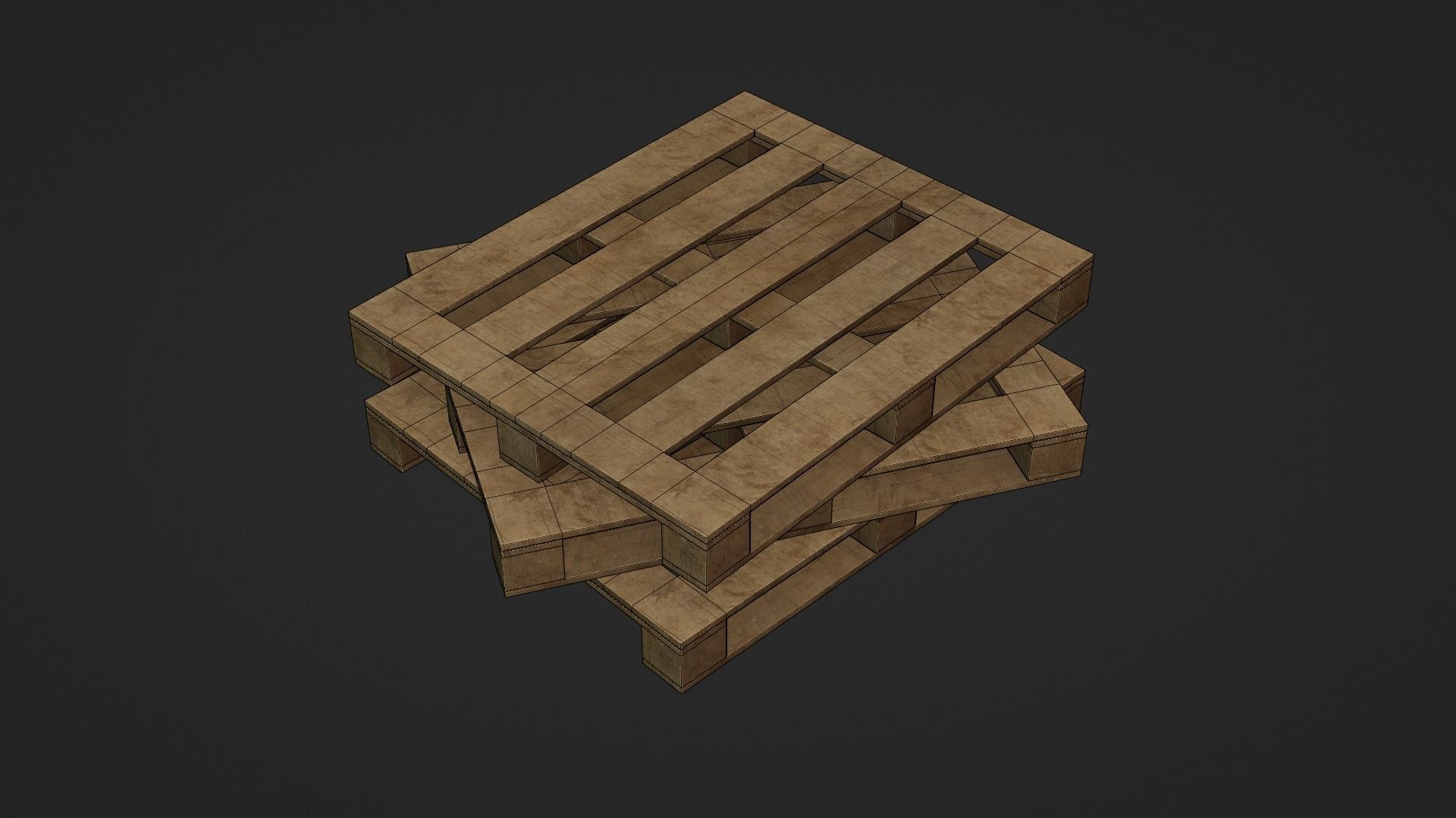 Wooden Cargo Pallet Low-poly 3D model_11