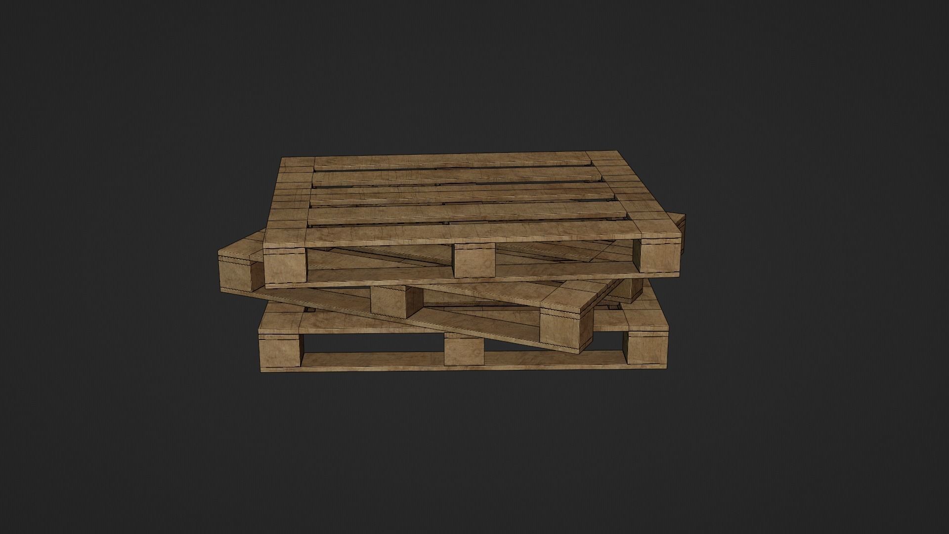 Wooden Cargo Pallet Low-poly 3D model_15