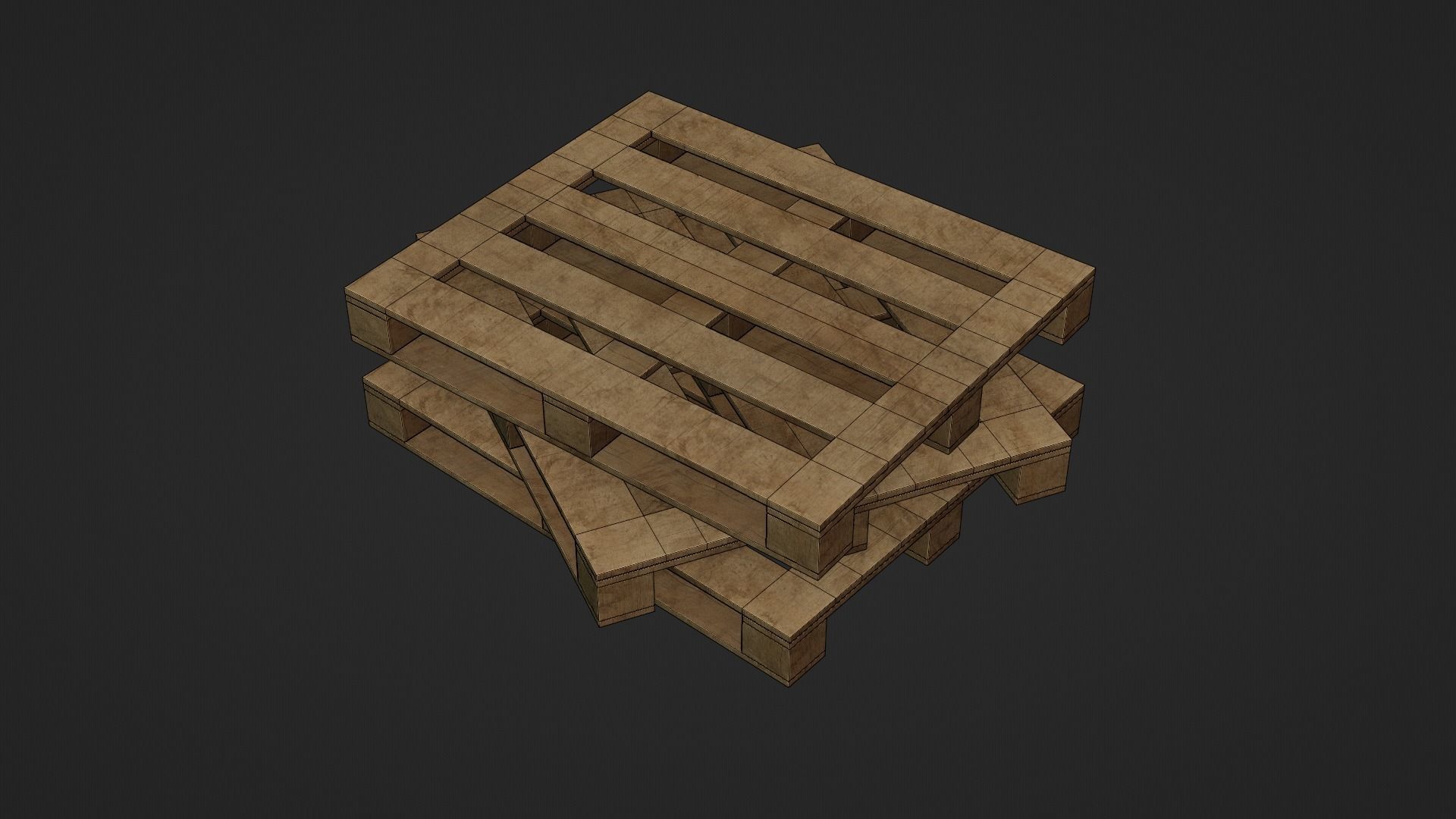 Wooden Cargo Pallet Low-poly 3D model_9