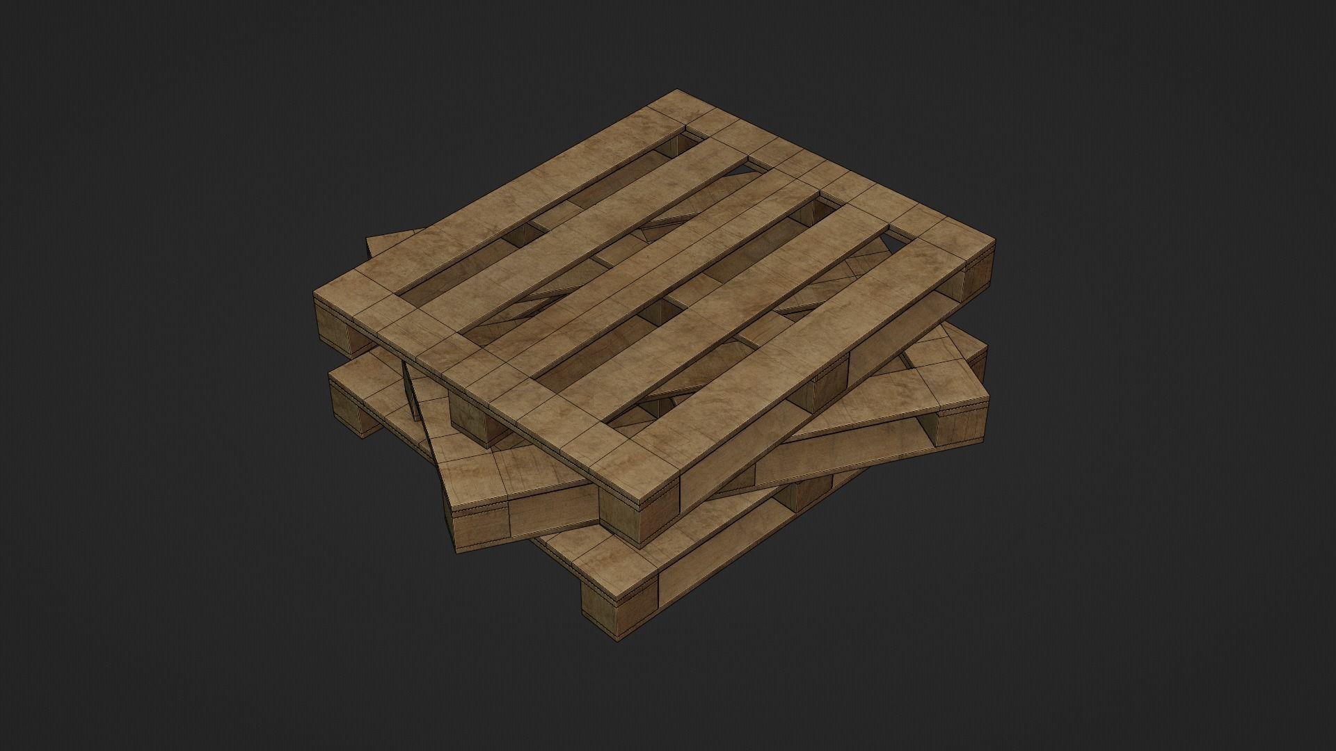 Wooden Cargo Pallet Low-poly 3D model_19