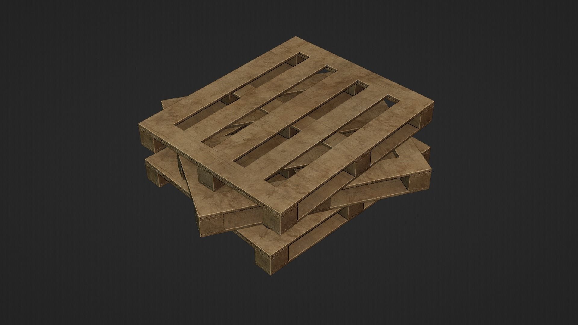 Wooden Cargo Pallet Low-poly 3D model_10