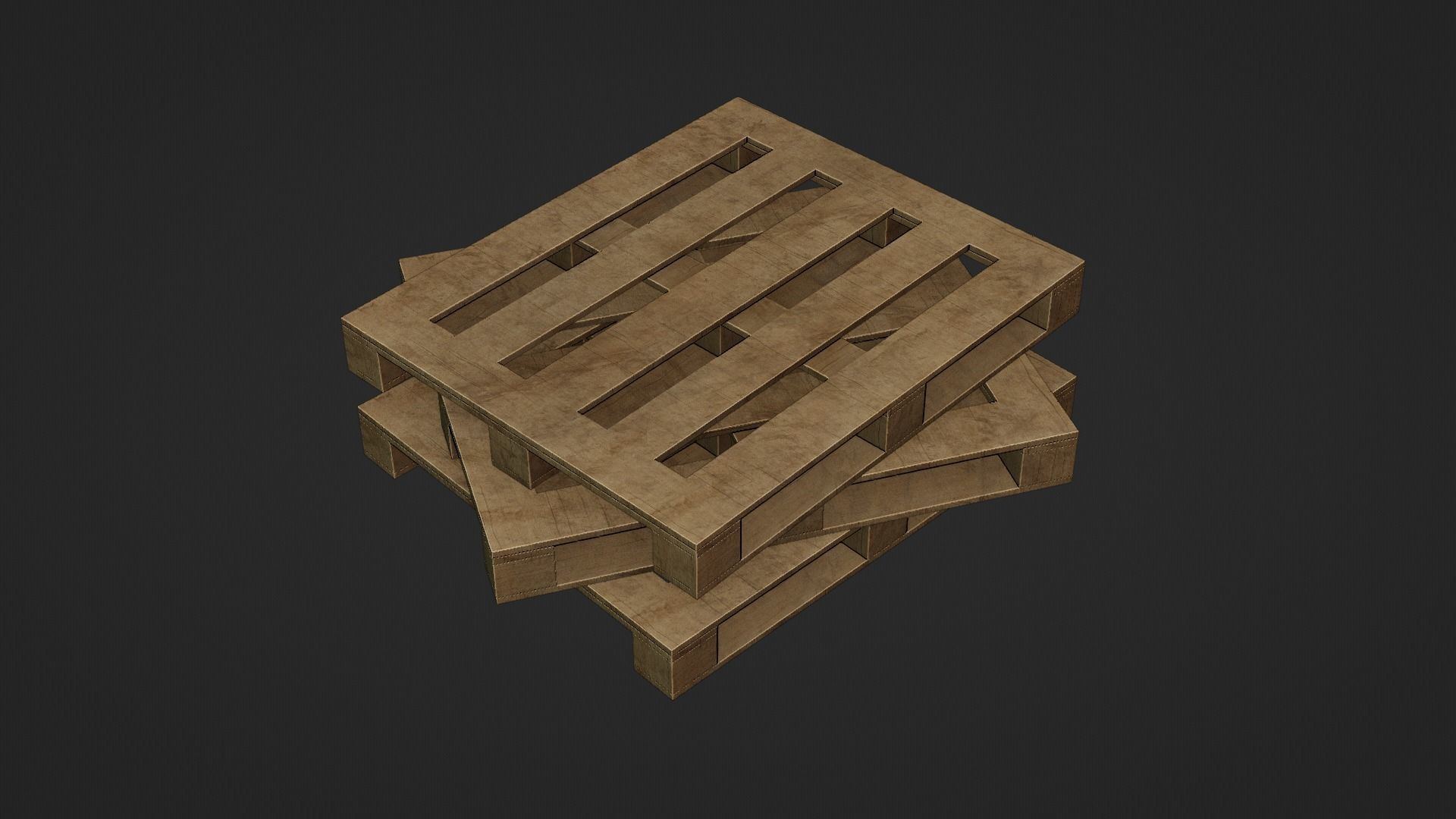 Wooden Cargo Pallet Low-poly 3D model_18