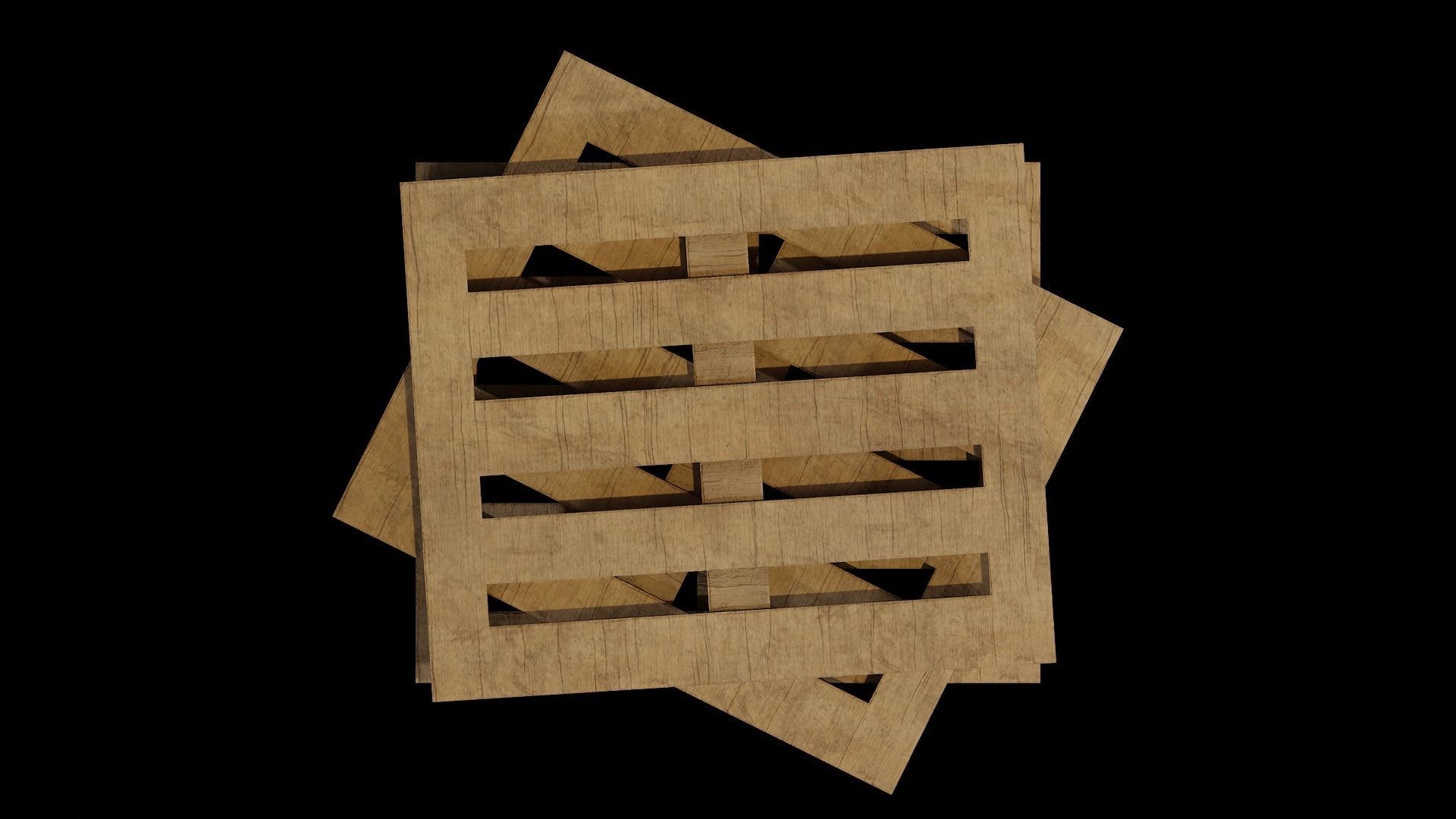 Wooden Cargo Pallet Low-poly 3D model_7