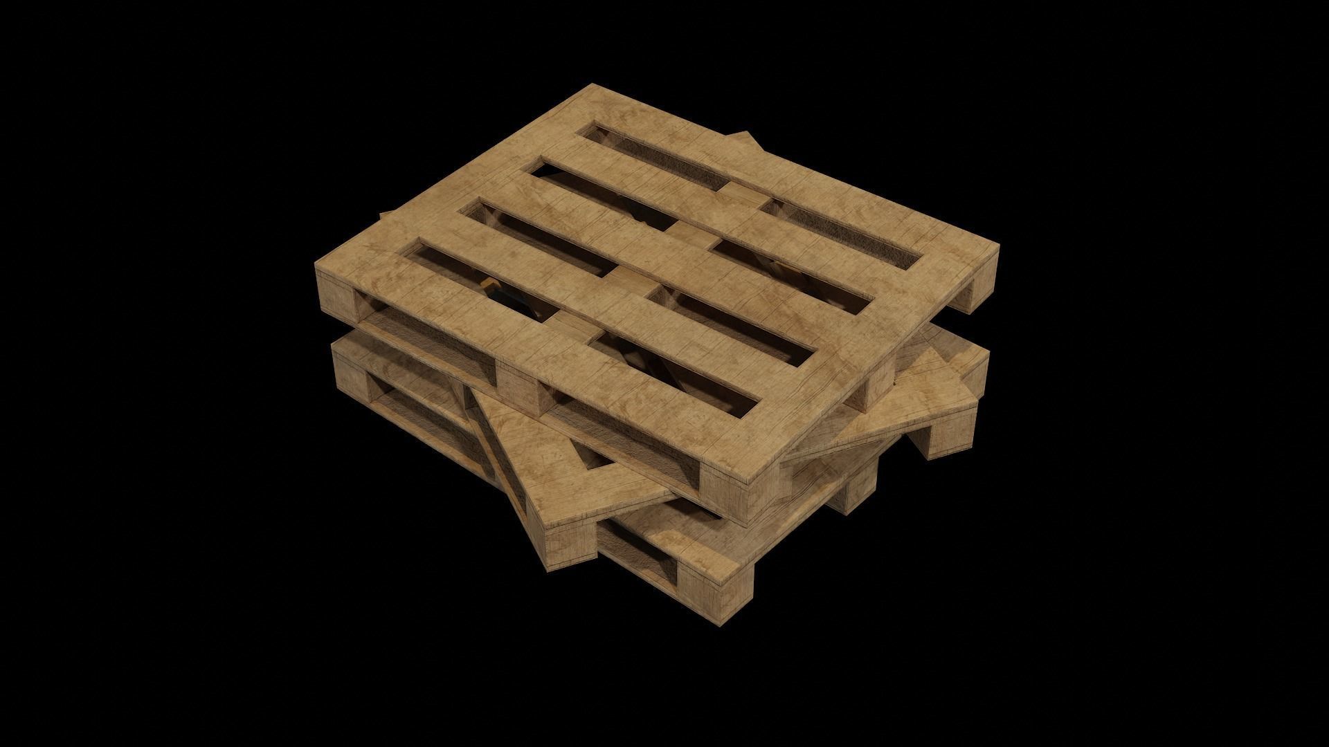 Wooden Cargo Pallet Low-poly 3D model_2