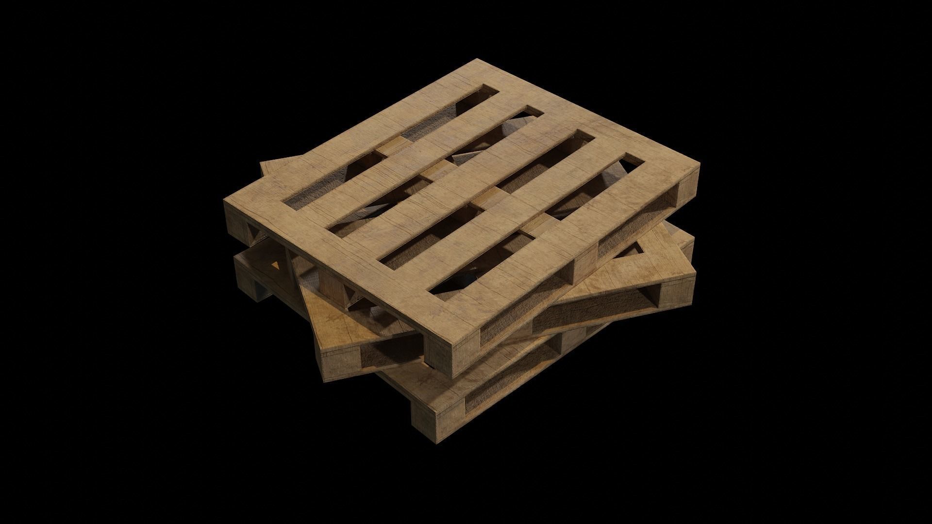 Wooden Cargo Pallet Low-poly 3D model_1