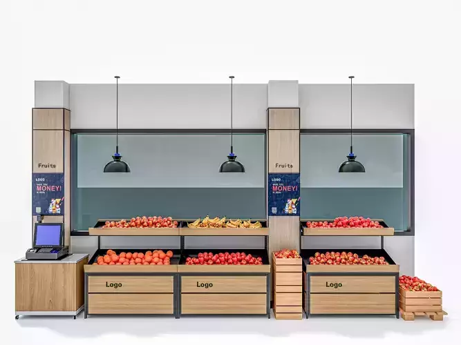 Fruits and vegetables Supermarket  Grocery store showcase