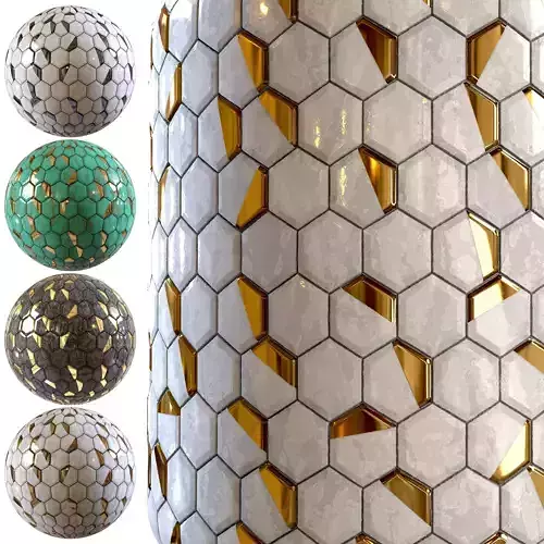 steel and marble tile PBR texture 002