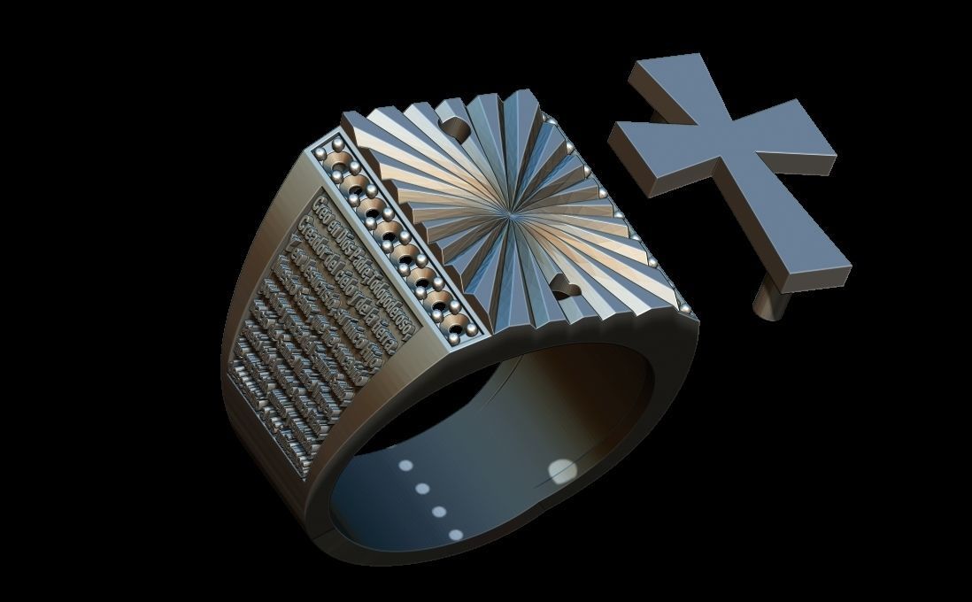 Cross ring - credo ring 3D print model_3
