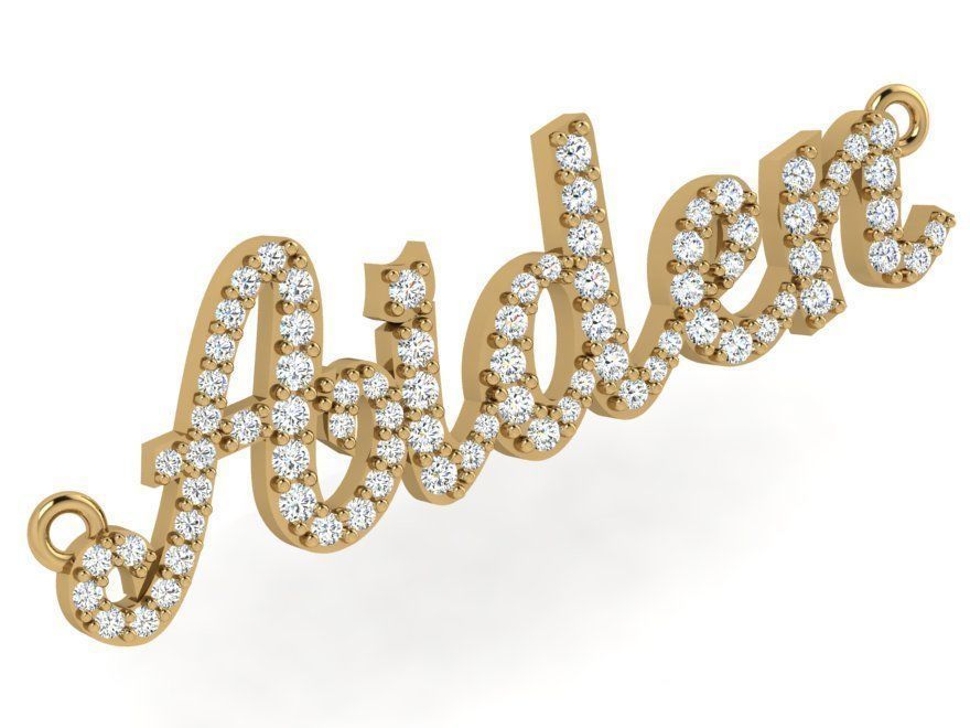 Aiden Name Diamond Pendant 4838 3D print model_1