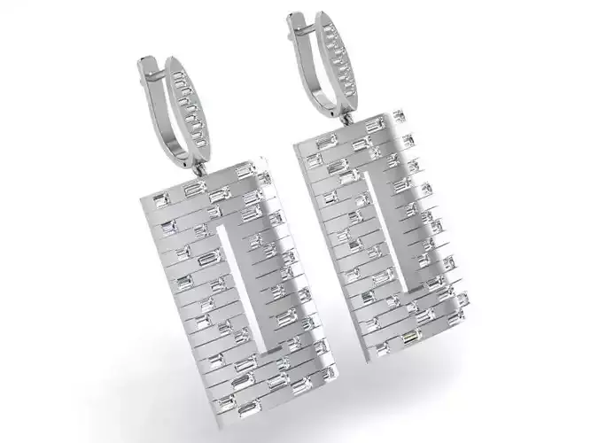 Rectangular Earring With Diamonds 4840