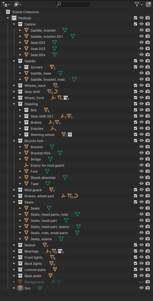 Modern black and white pedicab 3D model_19