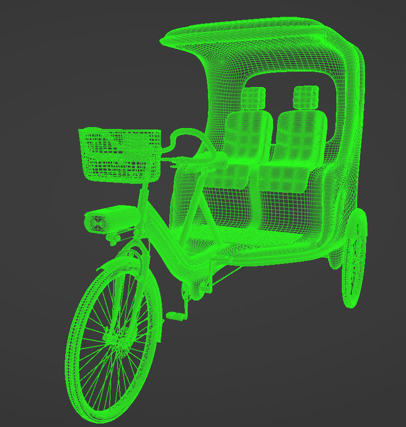 Modern black and white pedicab 3D model_18
