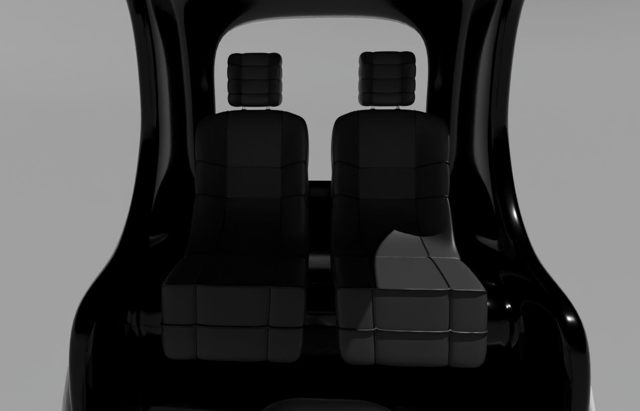 Modern black and white pedicab 3D model_15