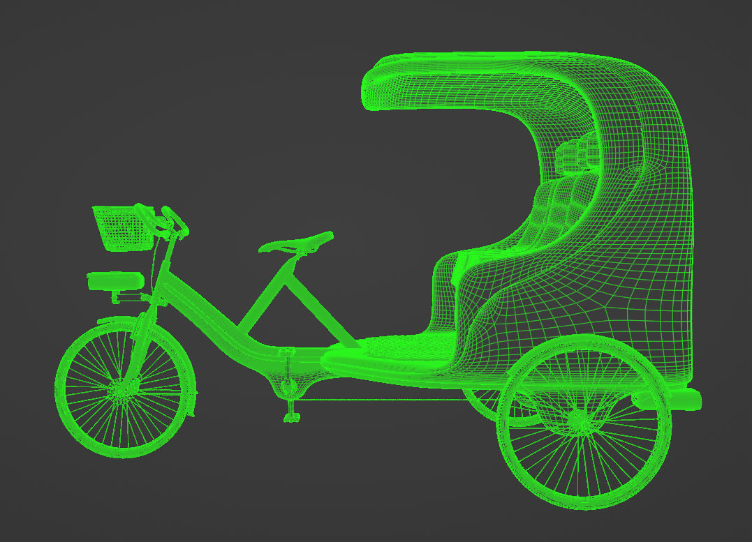 Modern black and white pedicab 3D model_16