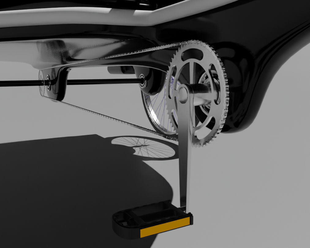 Modern black and white pedicab 3D model_11