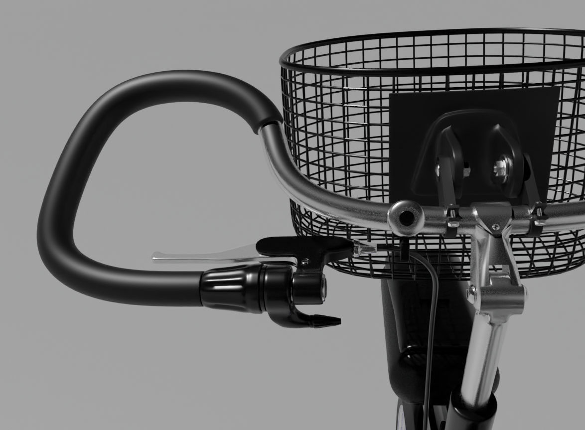 Modern black and white pedicab 3D model_7