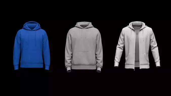 3 Mens hoodies collection obj fbx zprj 