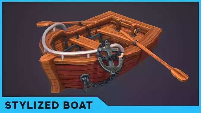 Emberlight Stylized Boat Low-poly 3D model