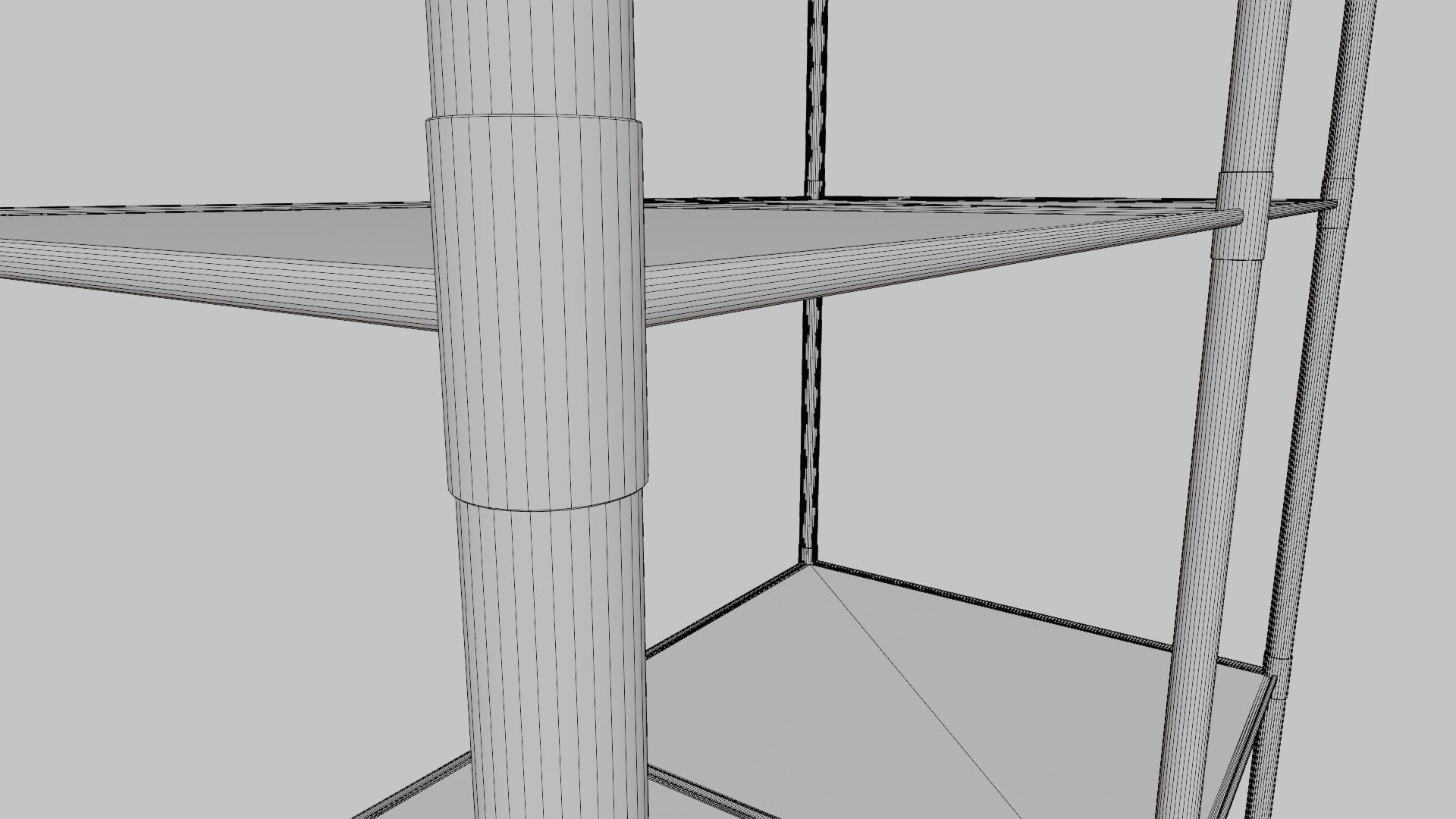 Chrome Wire Shelving Unit Low-poly 3D model_8