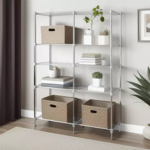 Chrome Wire Shelving Unit Low-poly 3D model_0