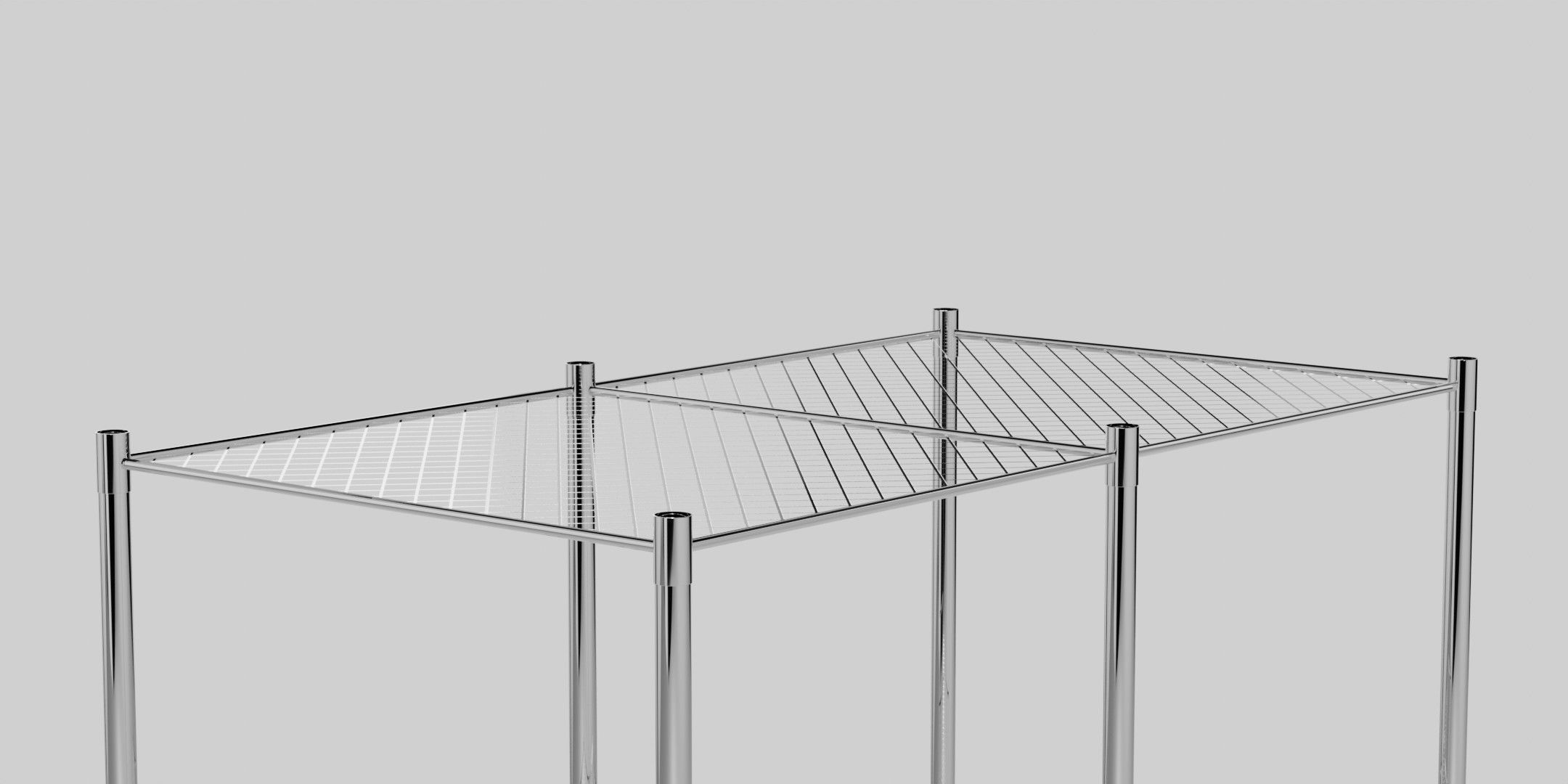 Chrome Wire Shelving Unit Low-poly 3D model_1