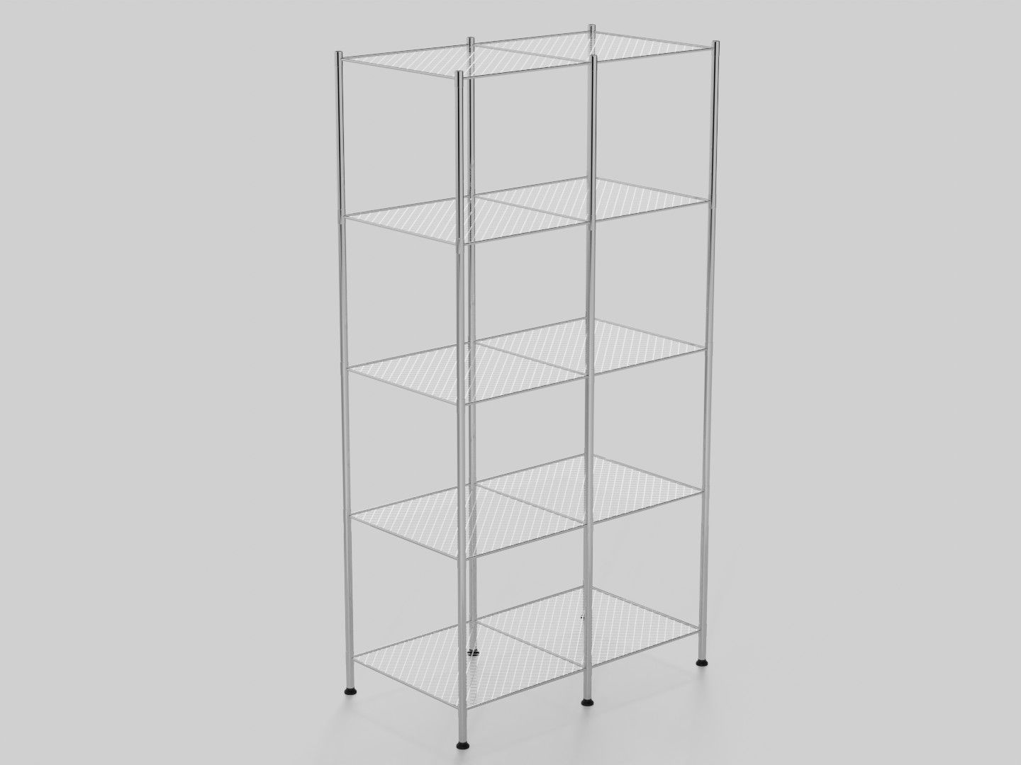 Chrome Wire Shelving Unit Low-poly 3D model_5