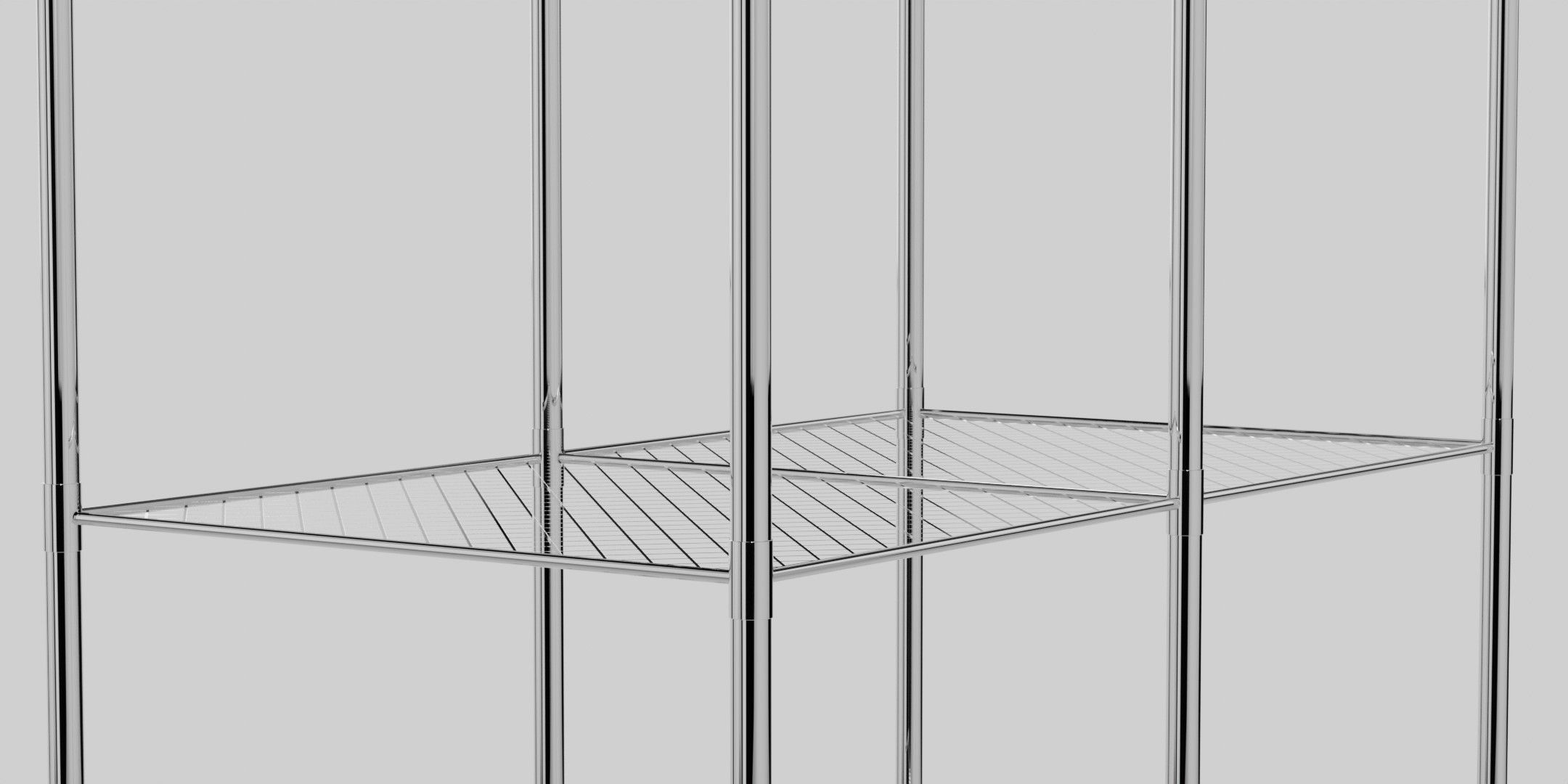 Chrome Wire Shelving Unit Low-poly 3D model_2